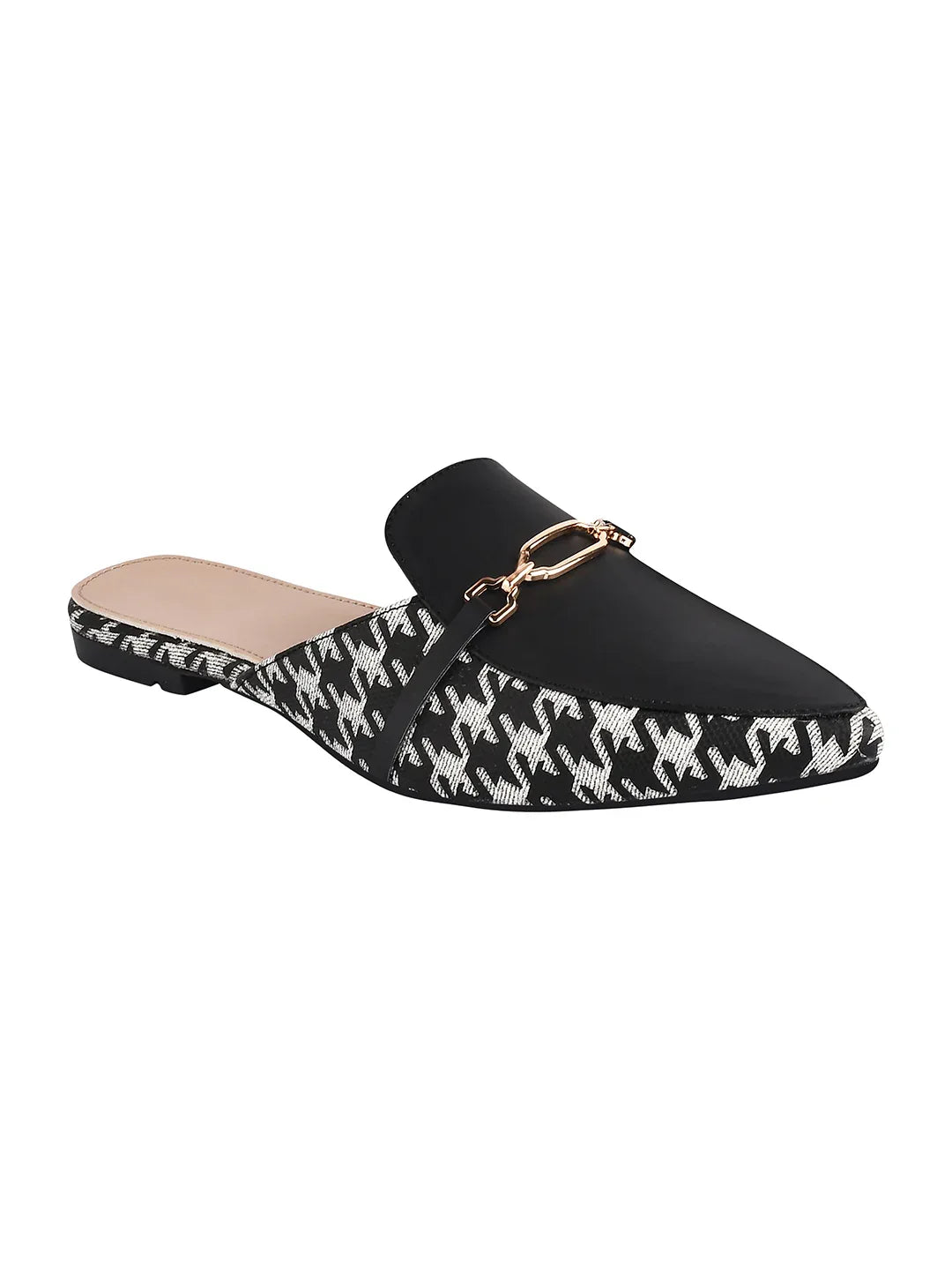 Printed Slip-On Mule with Metal Detail