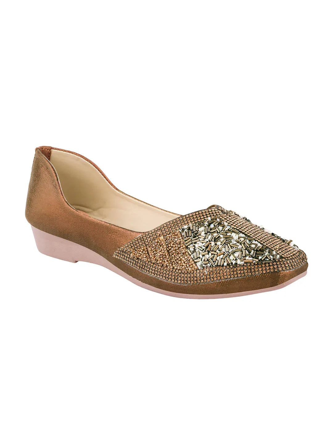 TRYME Festive Square Toe Embellished Stone Women's Juttis