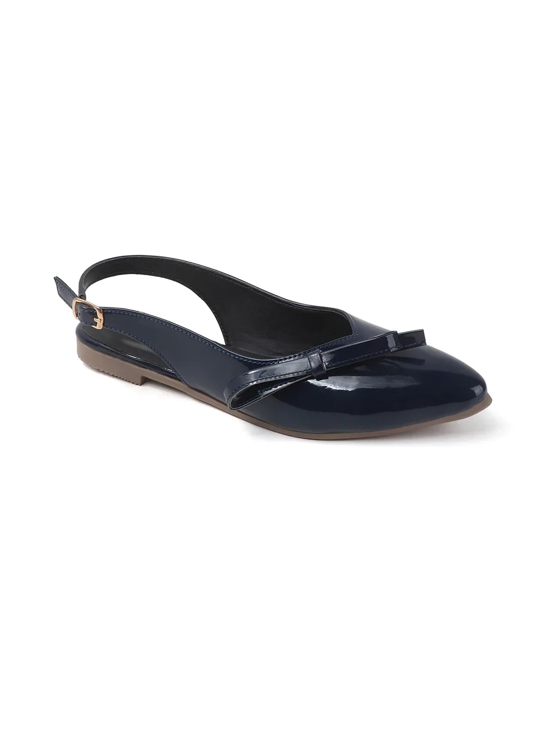Glossy Pointed Toe Slingback Flat Mules