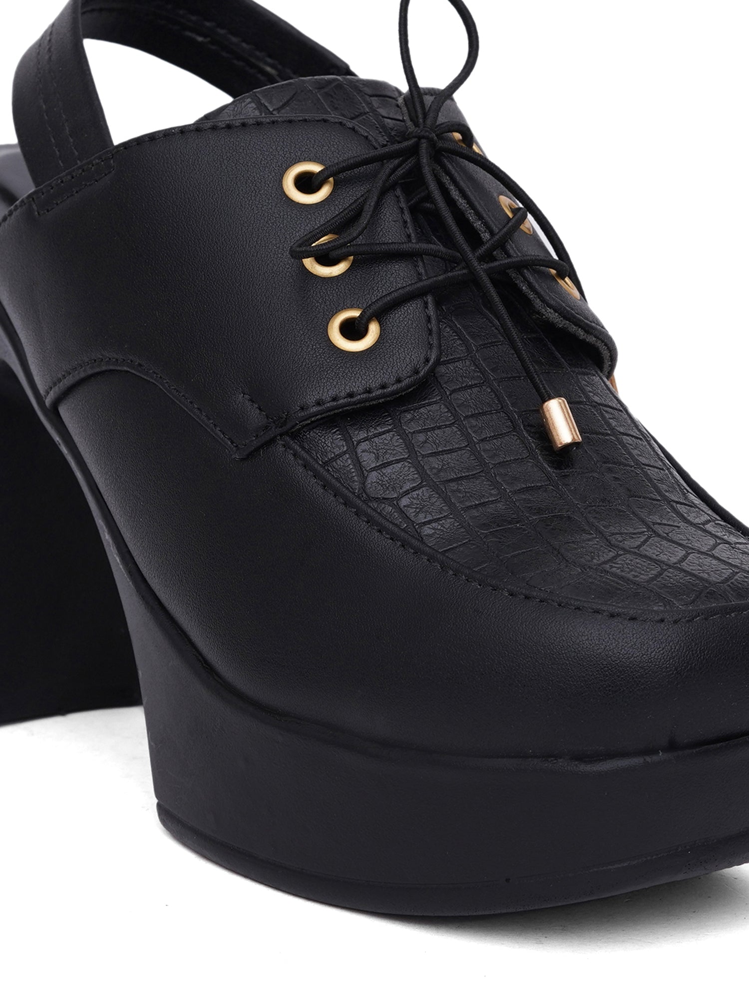 Retro Lace-Up Slingback Chunky Block Heel Pumps