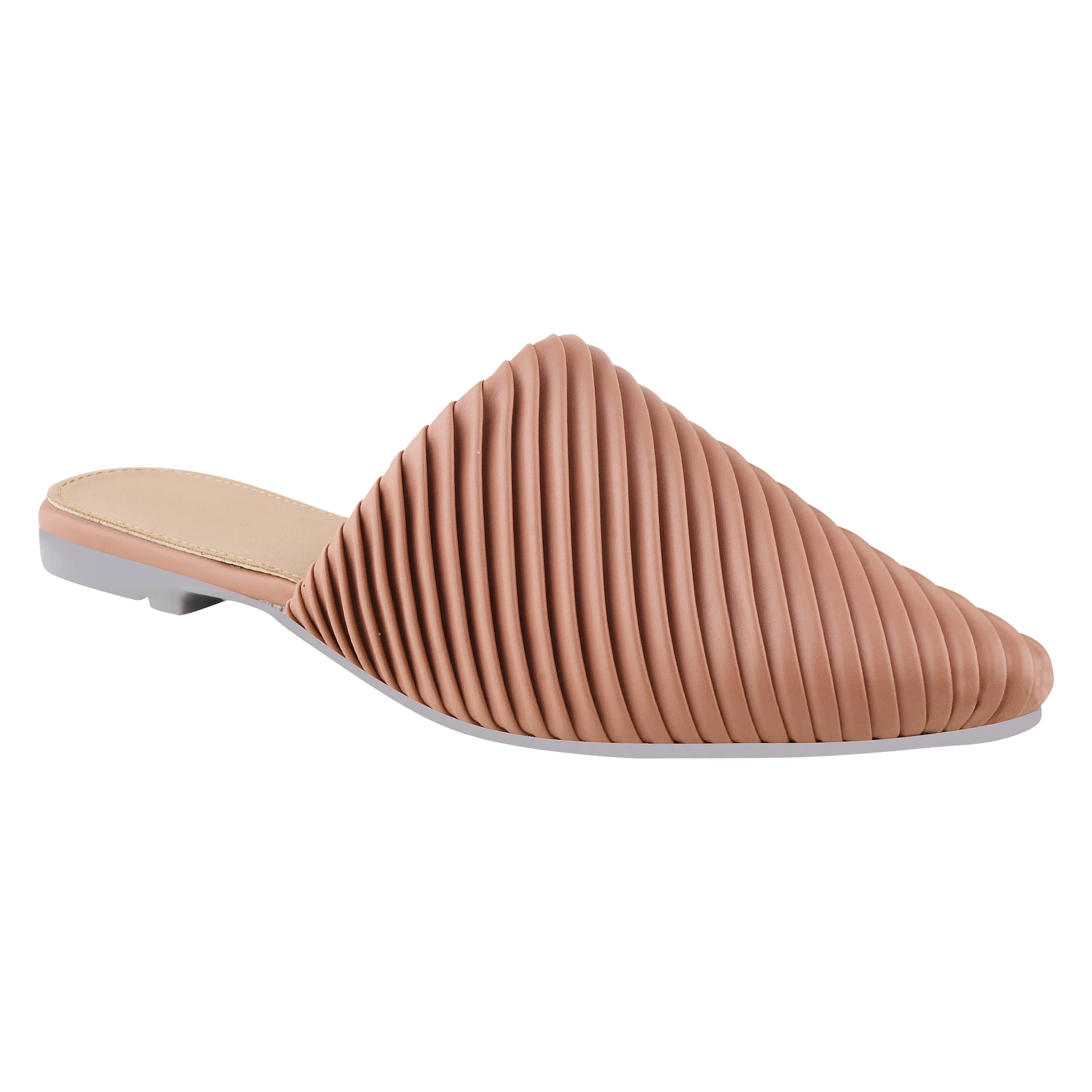 Modern Ribbed Finish Pointed Toe Mules
