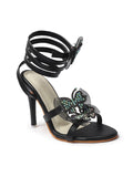 Glam Crystal Flower High Heel Sandals