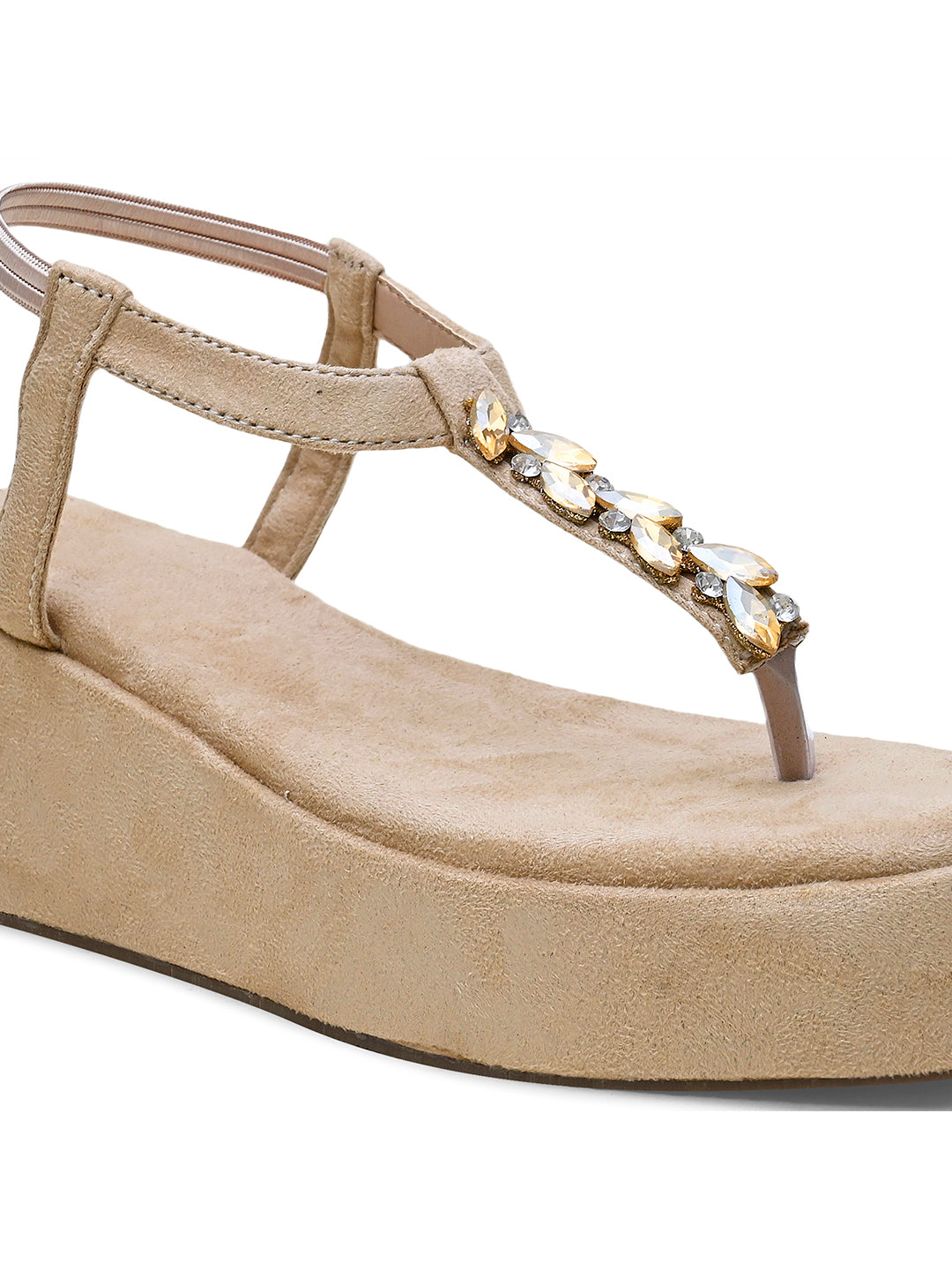 Crystal Embellished Detail Wedge Comfort Heels