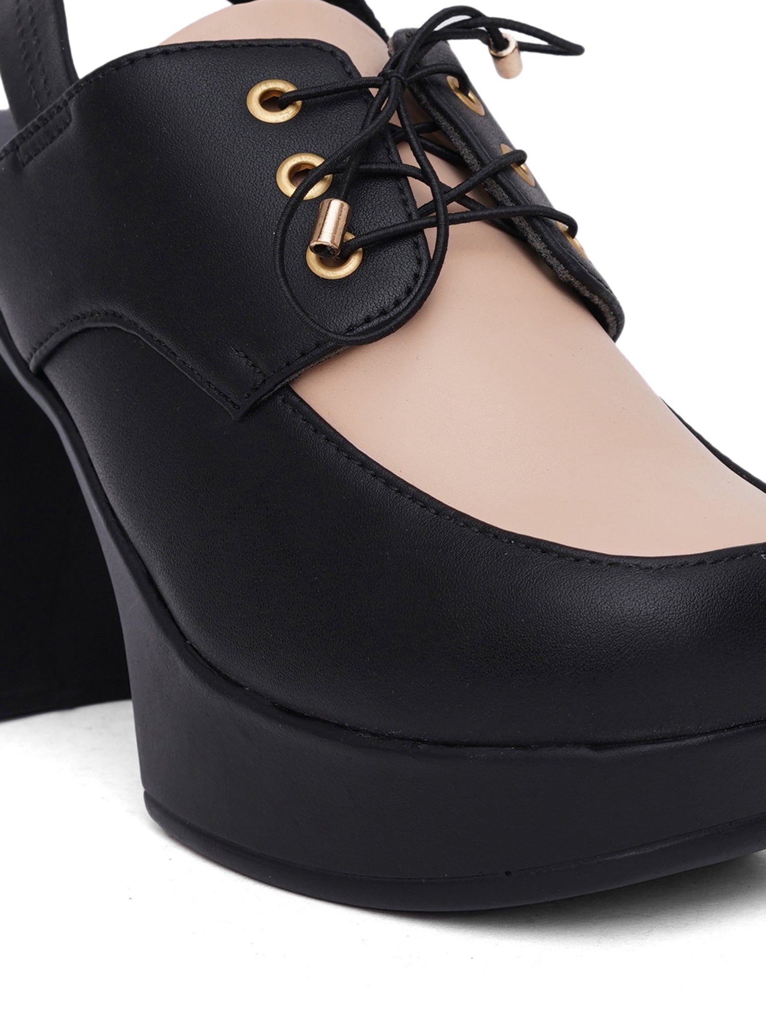 Retro Lace-Up Slingback Chunky Block Heel Pumps