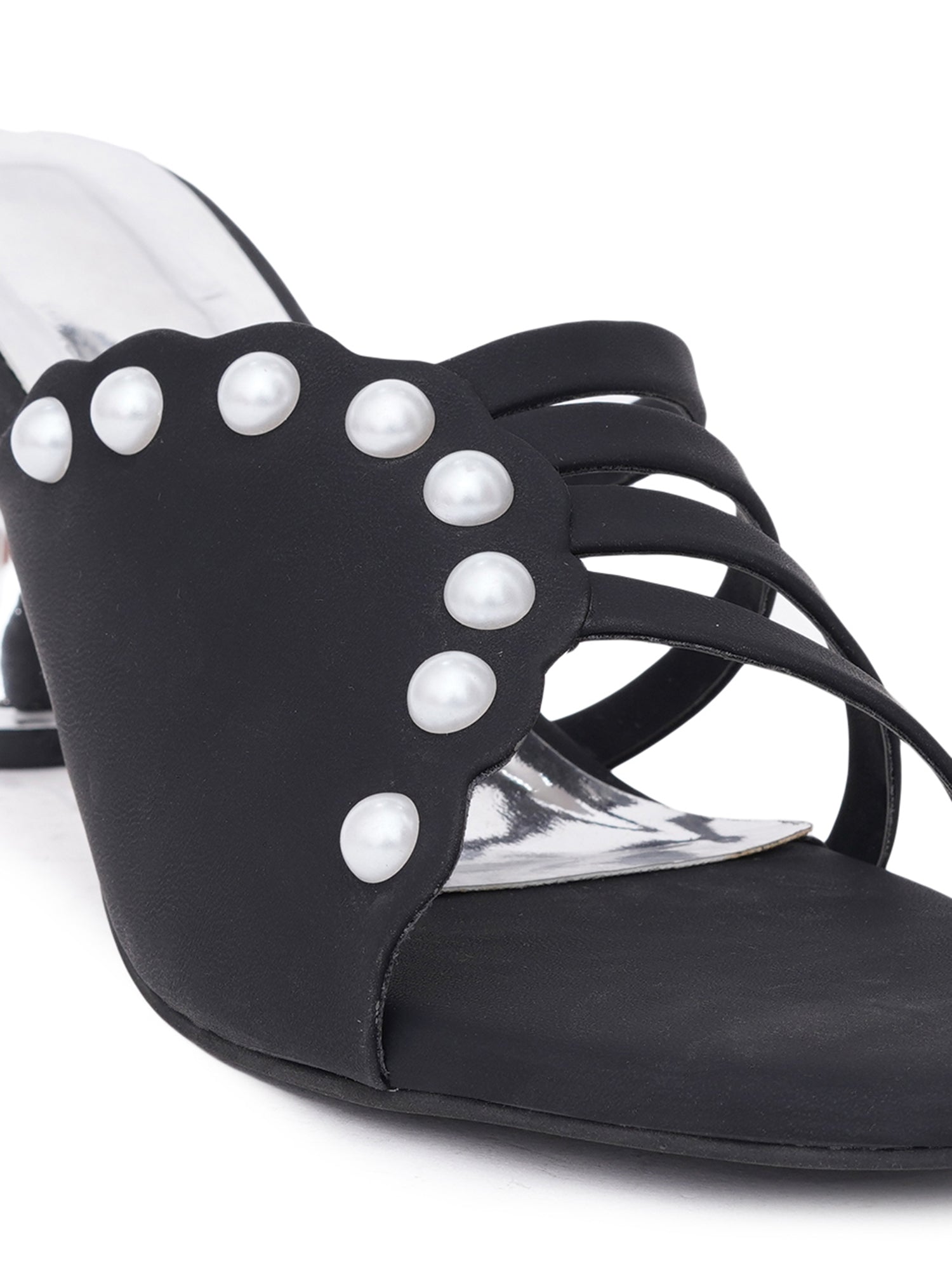 Pearl Embellished Strappy Designer Heel Sandals