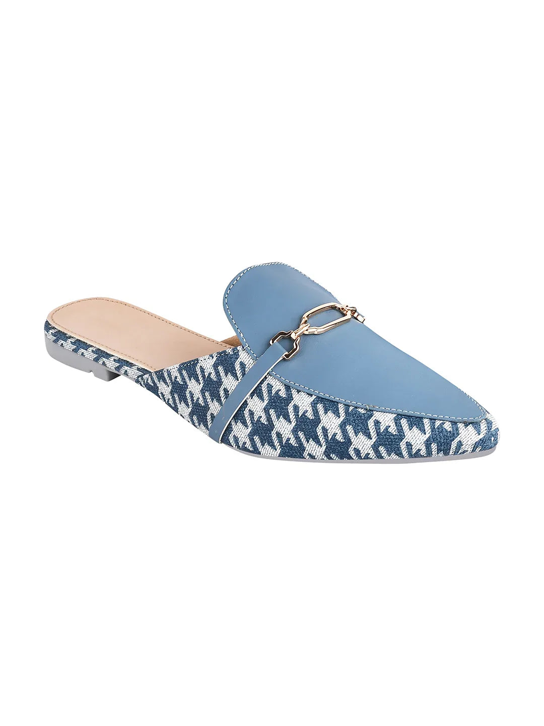 Printed Slip-On Mule with Metal Detail