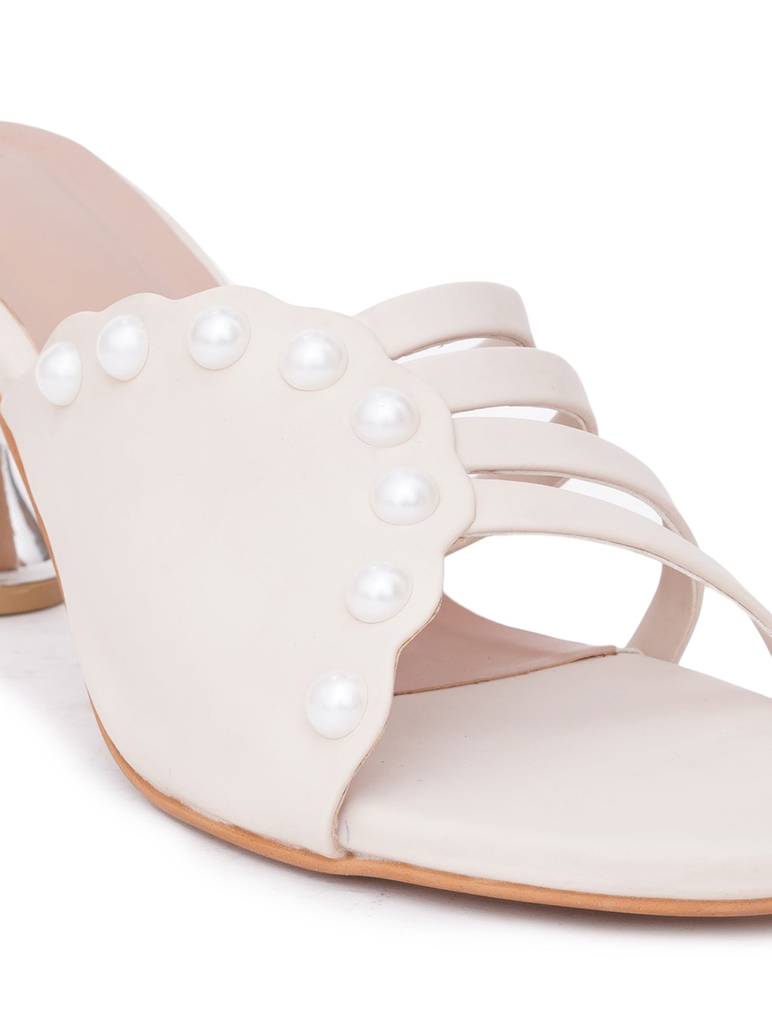 Pearl Embellished Strappy Designer Heel Sandals