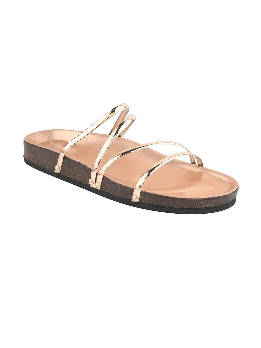 Elegant Spiral Strap Metallic Flats