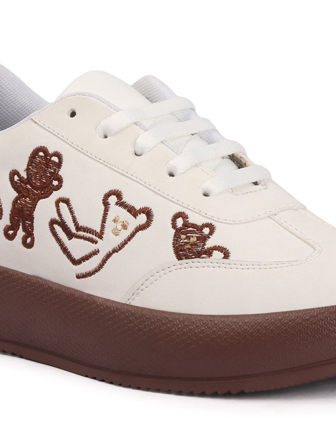 Trendy Teddy Embroidered Platform Sneakers