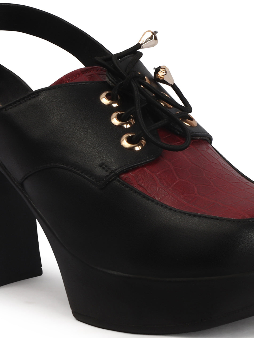 Retro Lace-Up Slingback Chunky Block Heel Pumps