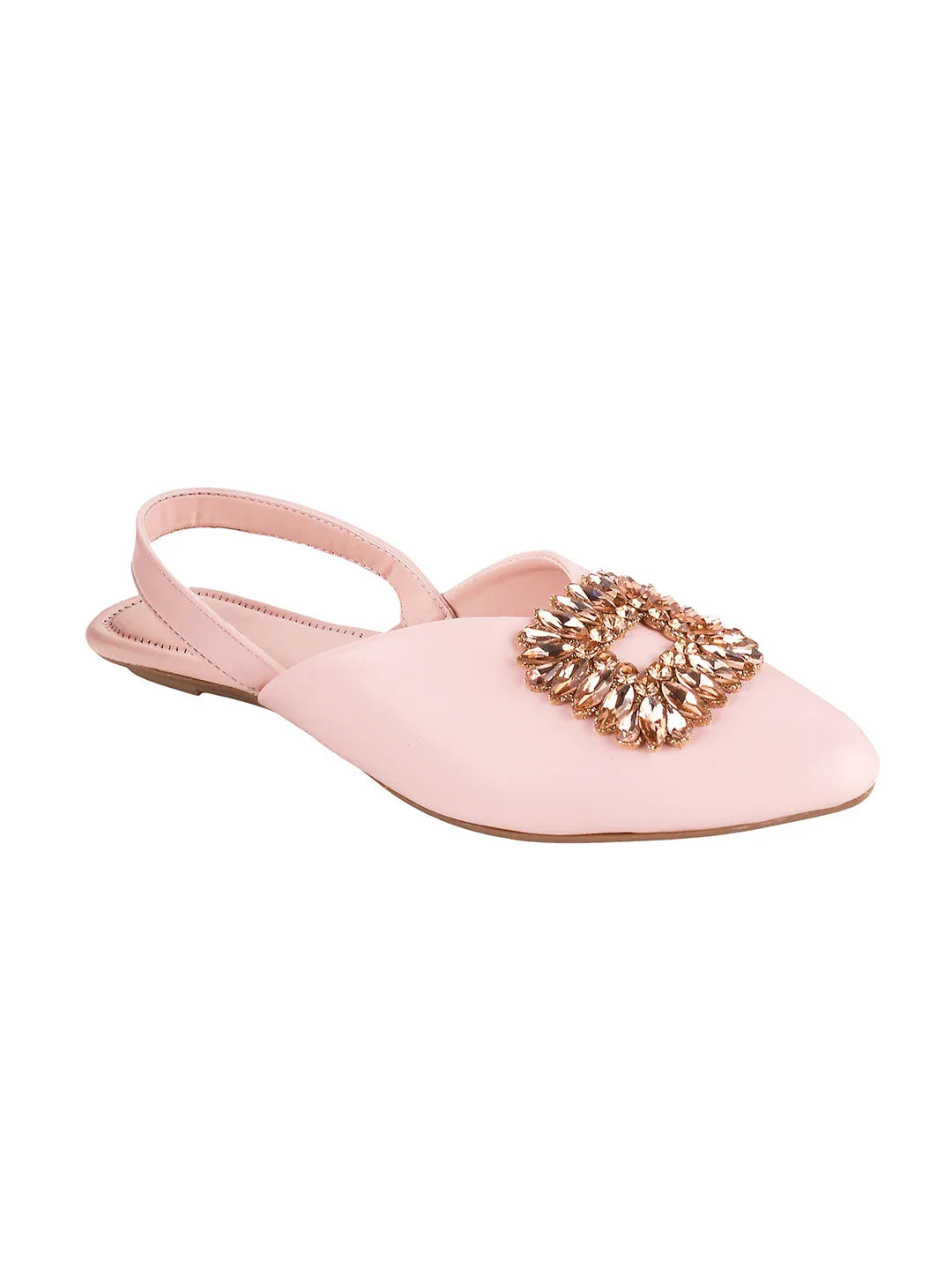 Chic Jewel Buckle Slingback Flats