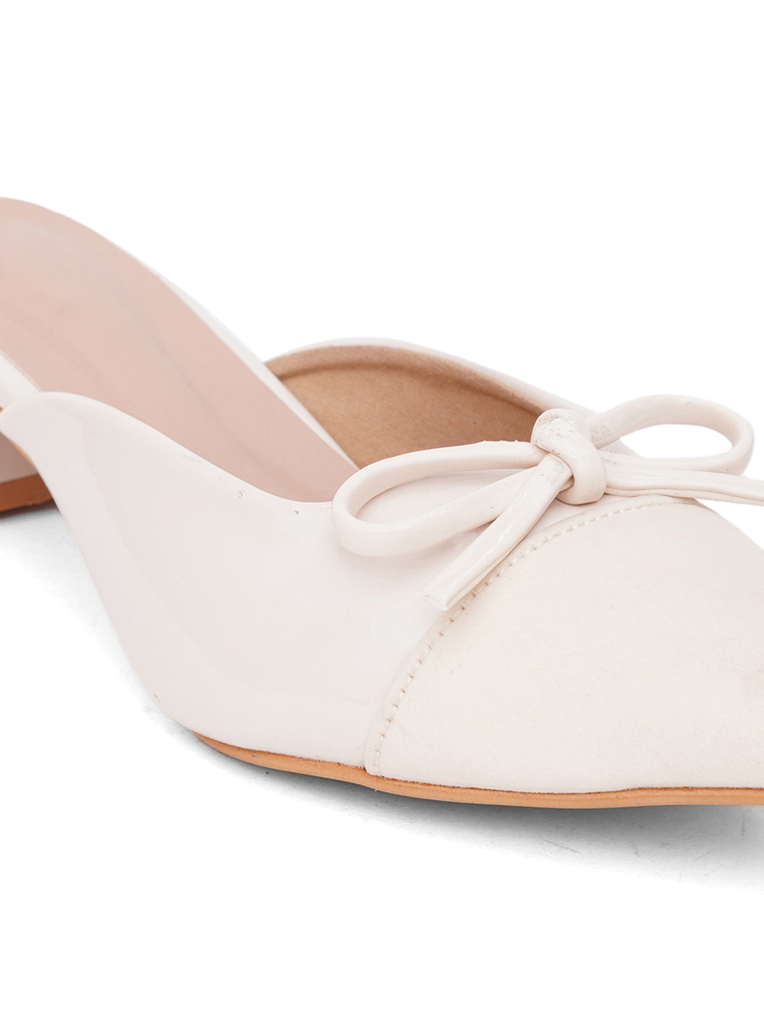 Elegant Pointed Toe Mule Heels with Bow Detail