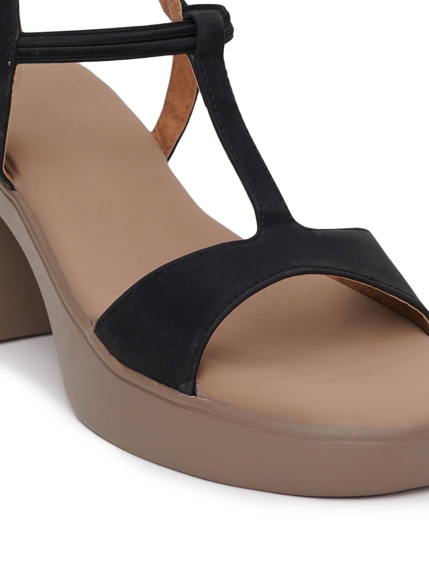 Exotic T-Strap Chunky Block Heel Sandals