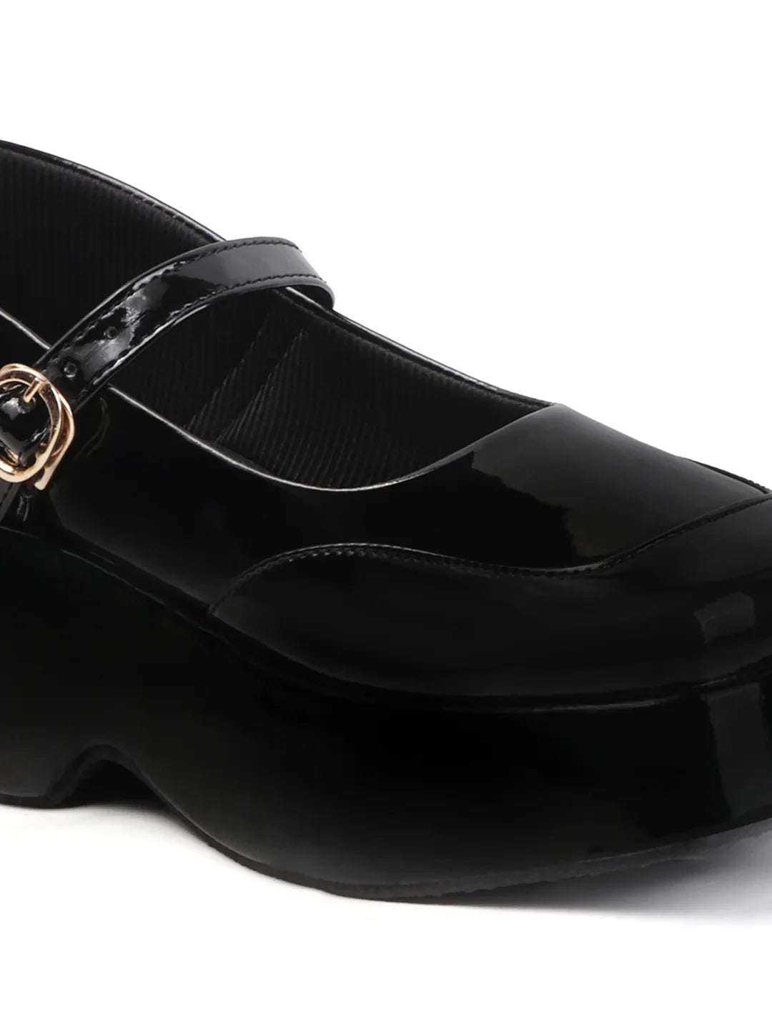 Glossy Strap Platform Heel Pumps
