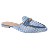 Classic Textured Mule with Gold Chain