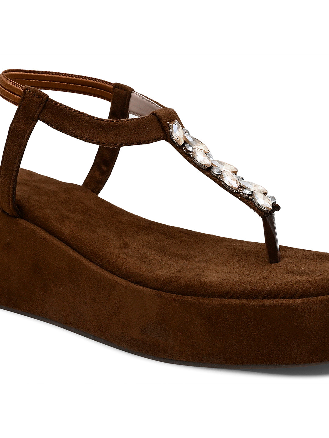 Crystal Embellished Detail Wedge Comfort Heels