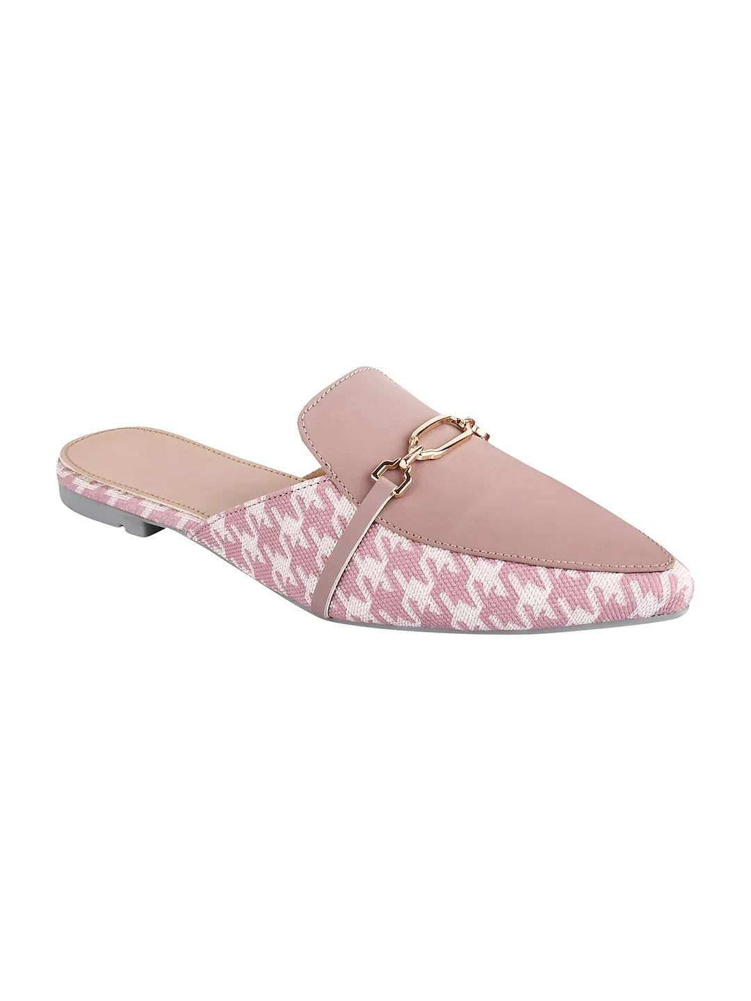 Printed Slip-On Mule with Metal Detail