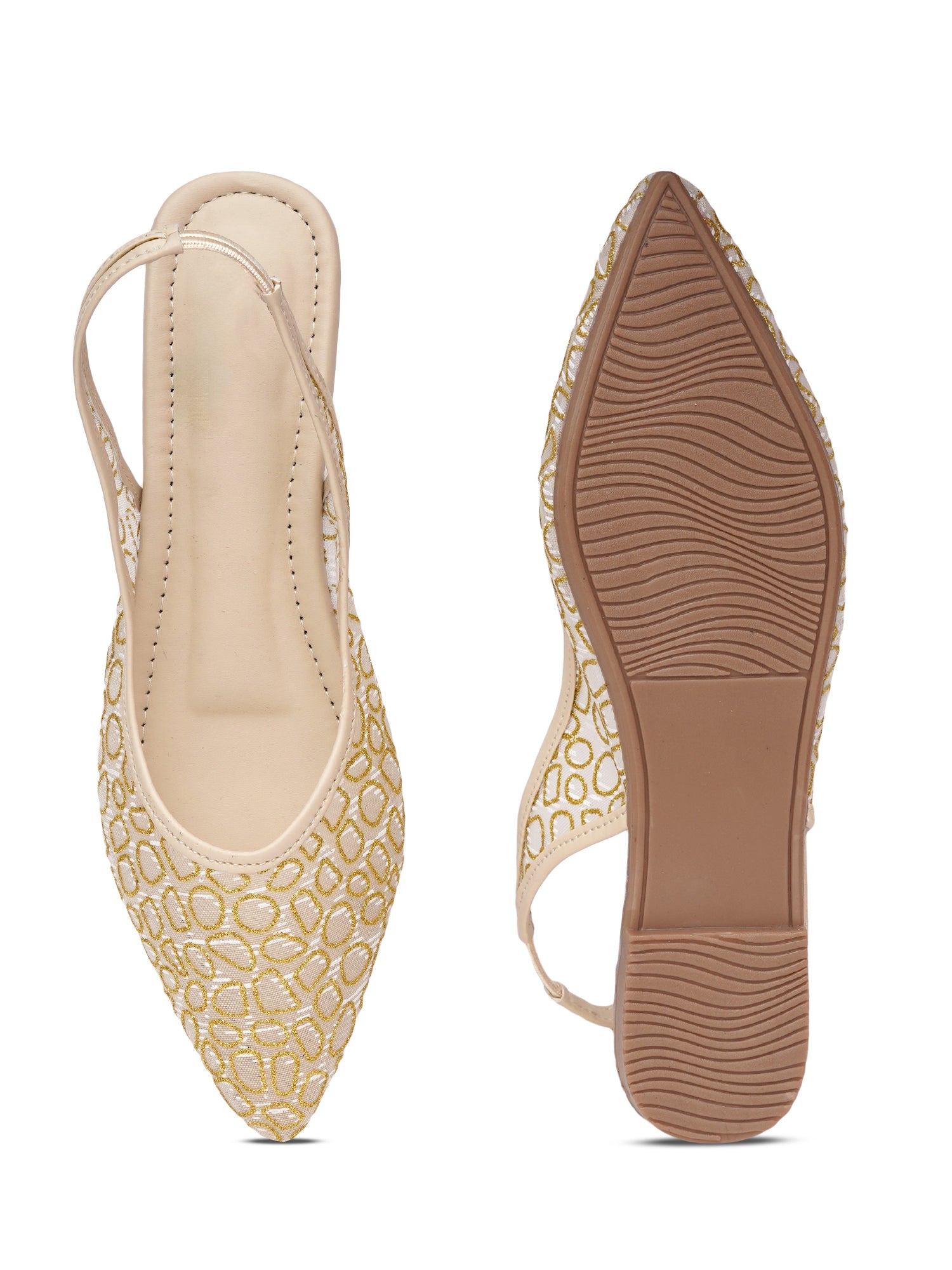 Glitter Embellished Pointed Toe Slingback Mules