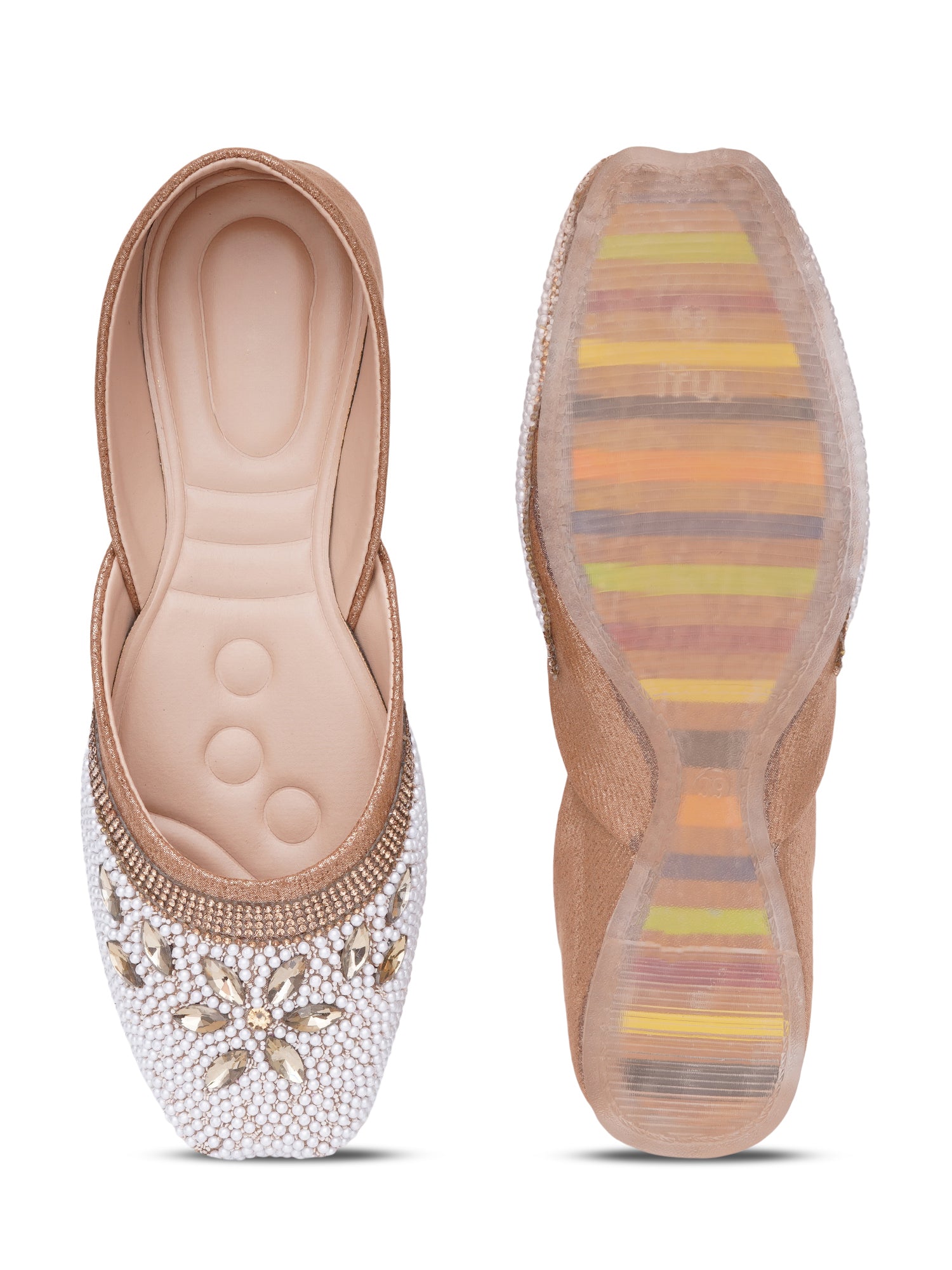 Floral Spark pearls & stone Embellished Ethnic Juttis