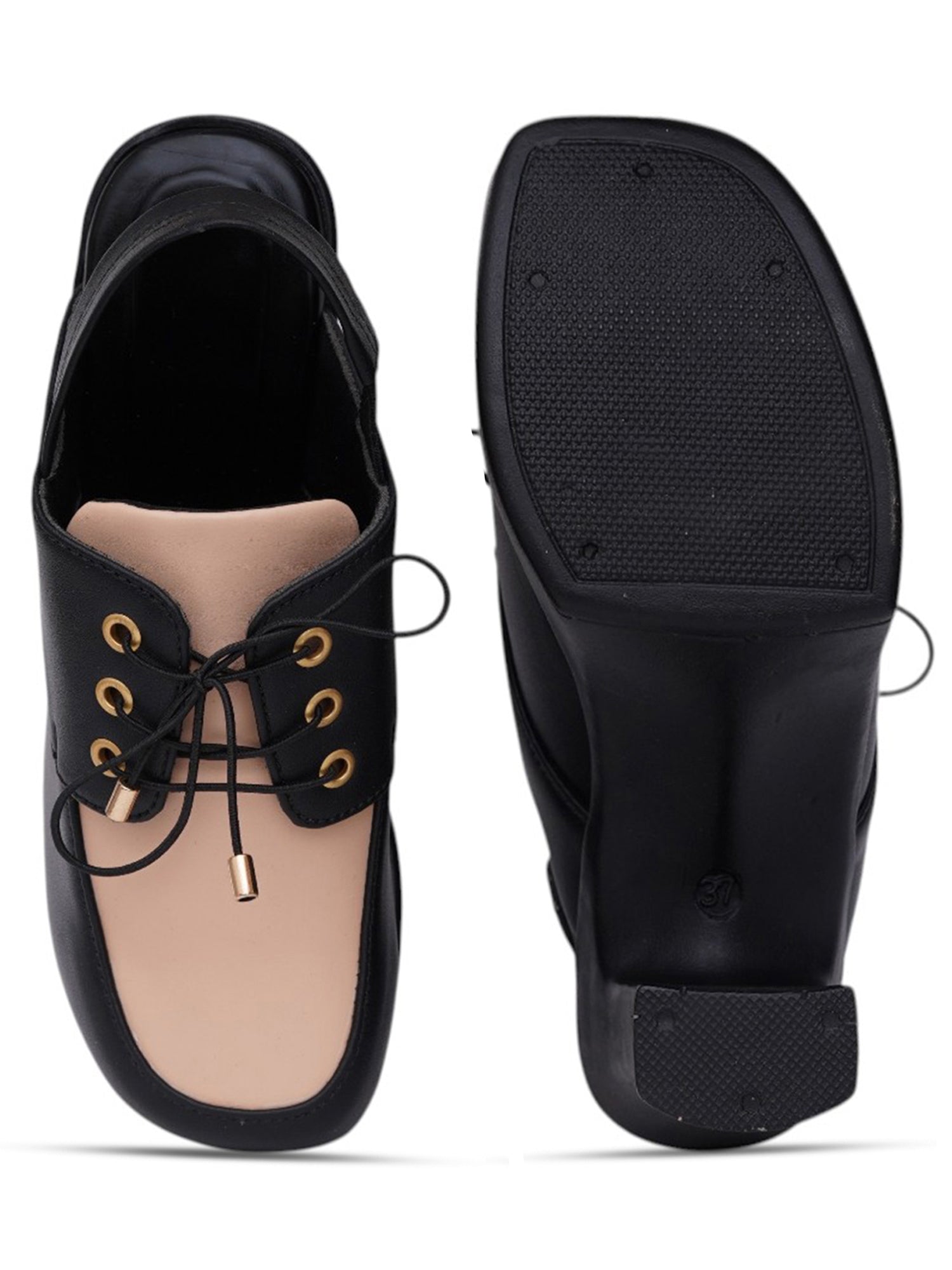 Retro Lace-Up Slingback Chunky Block Heel Pumps