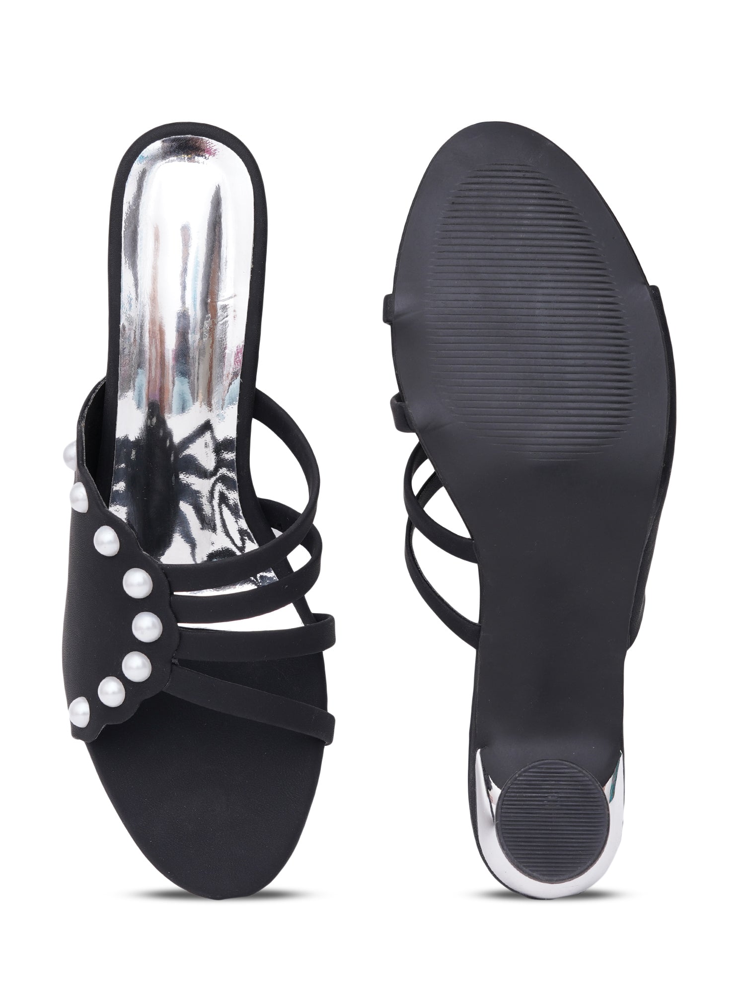Pearl Embellished Strappy Designer Heel Sandals