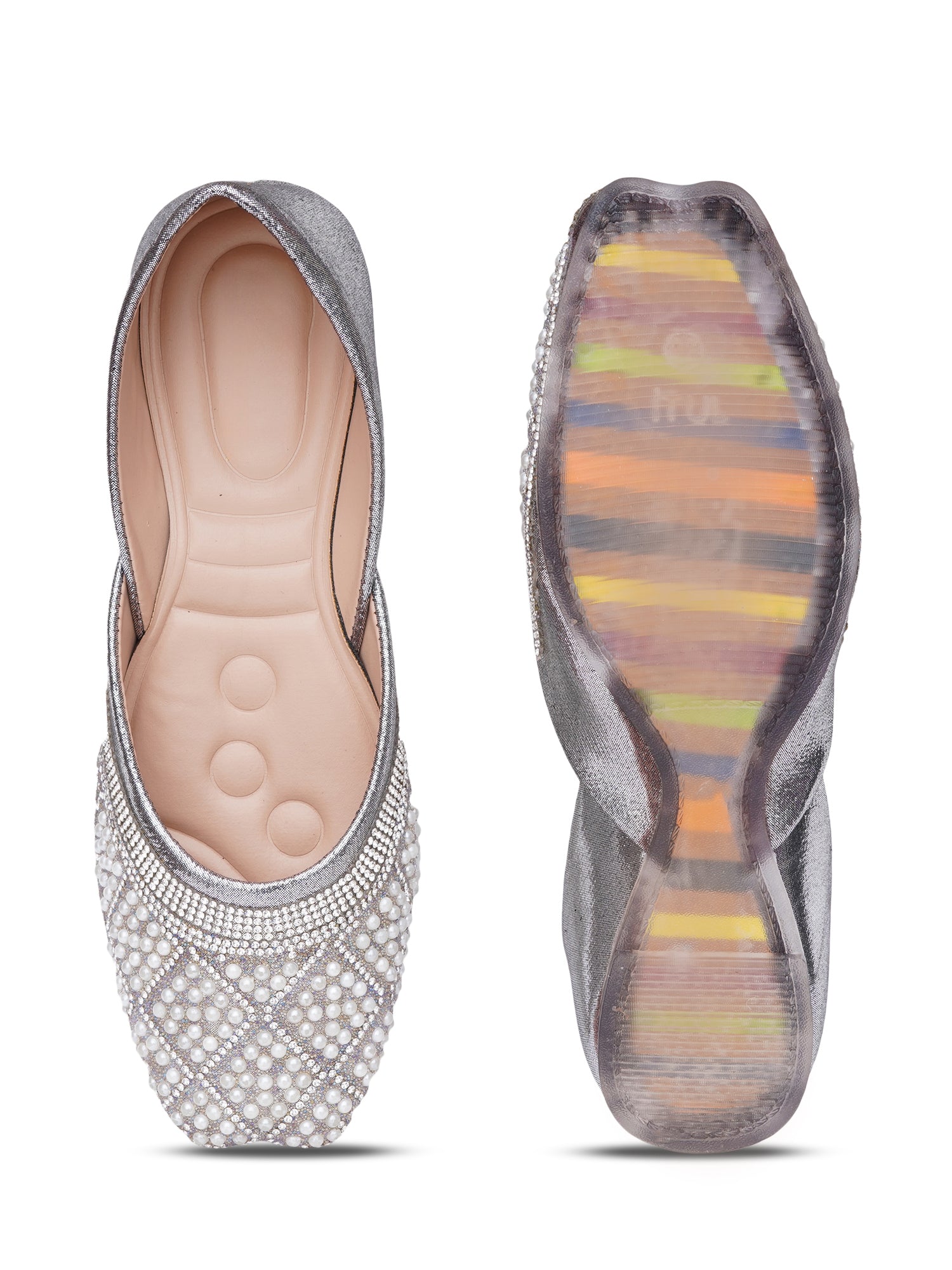 Pearl Muse Square Embellished Desi Juttis