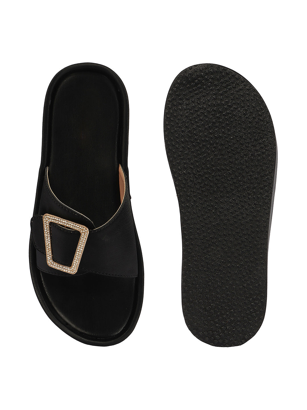Minimal Buckle Slides Cushioned Everyday Comfort Flats