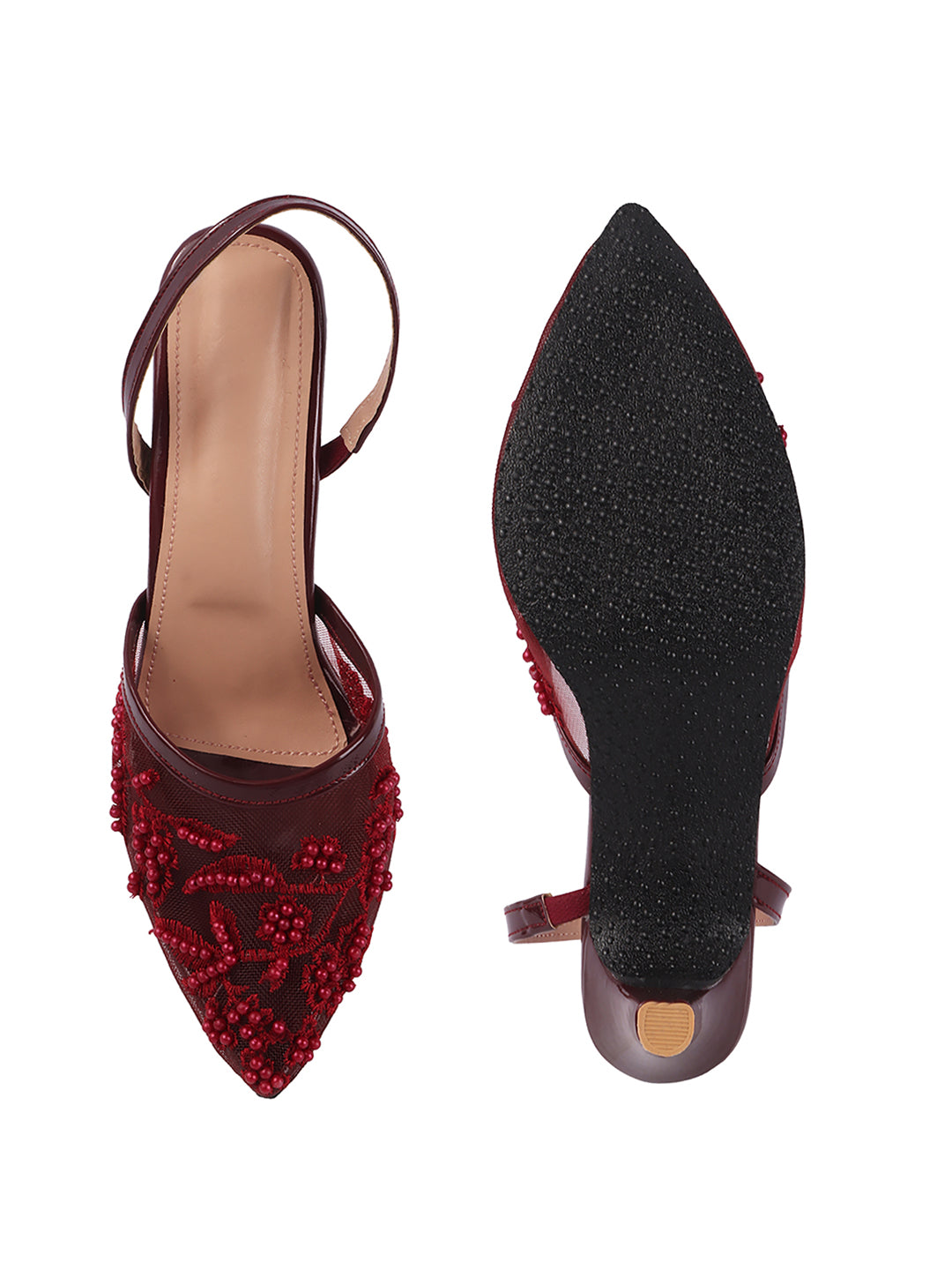 Beaded Bloom Embroidered Party mules Style Heels