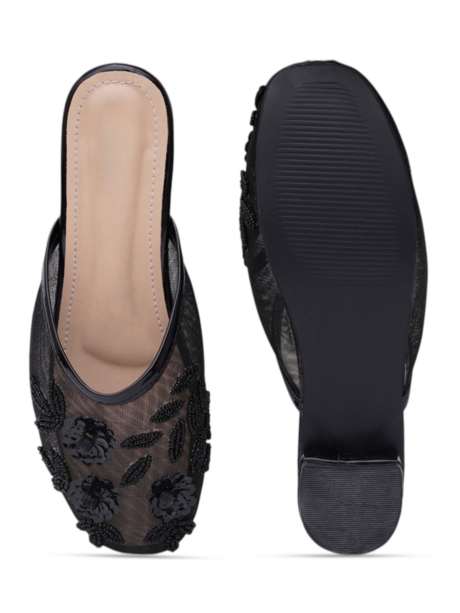 Handcrafted Embellished Beaded Floral Mules