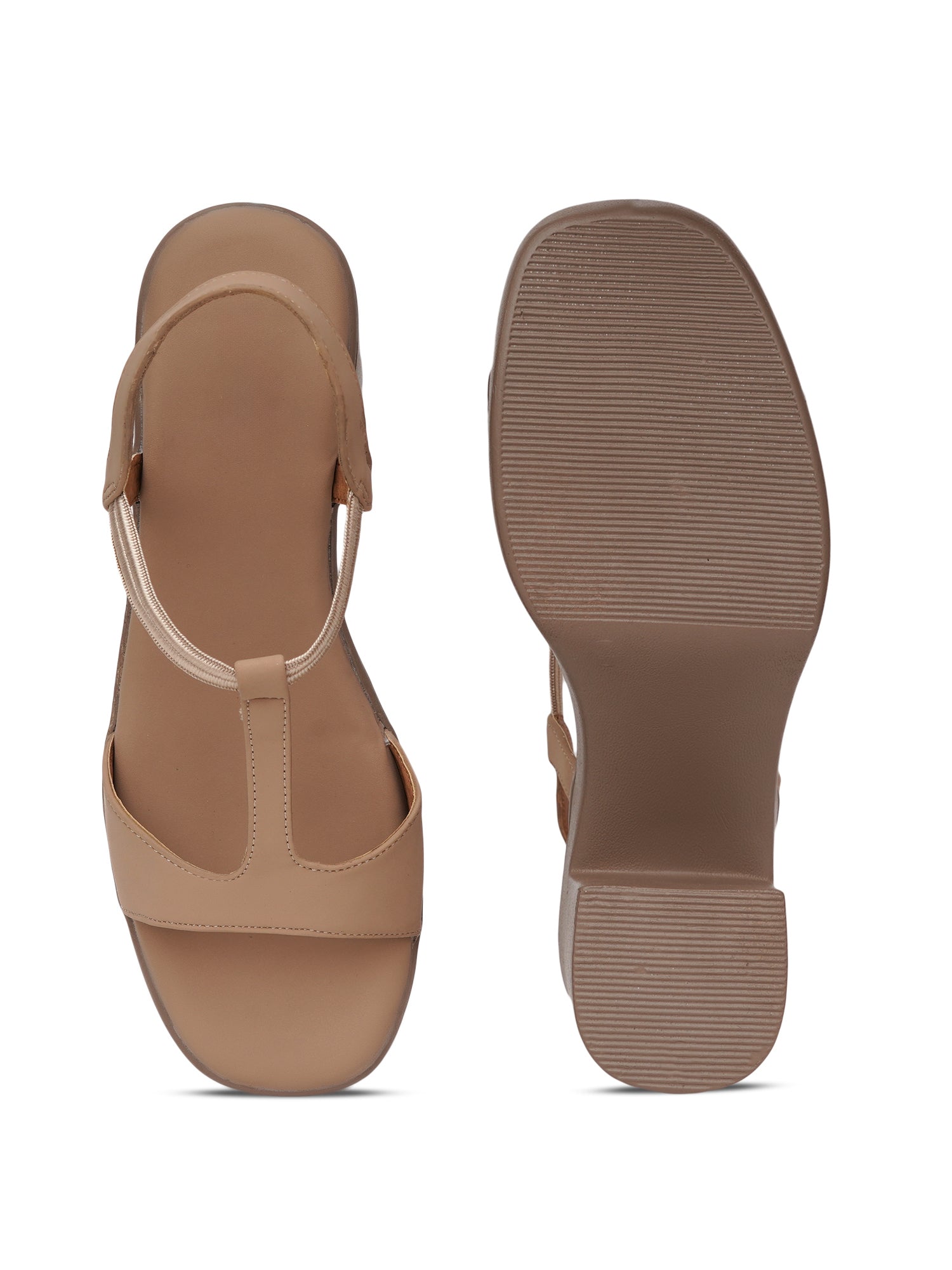 Exotic T-Strap Chunky Block Heel Sandals