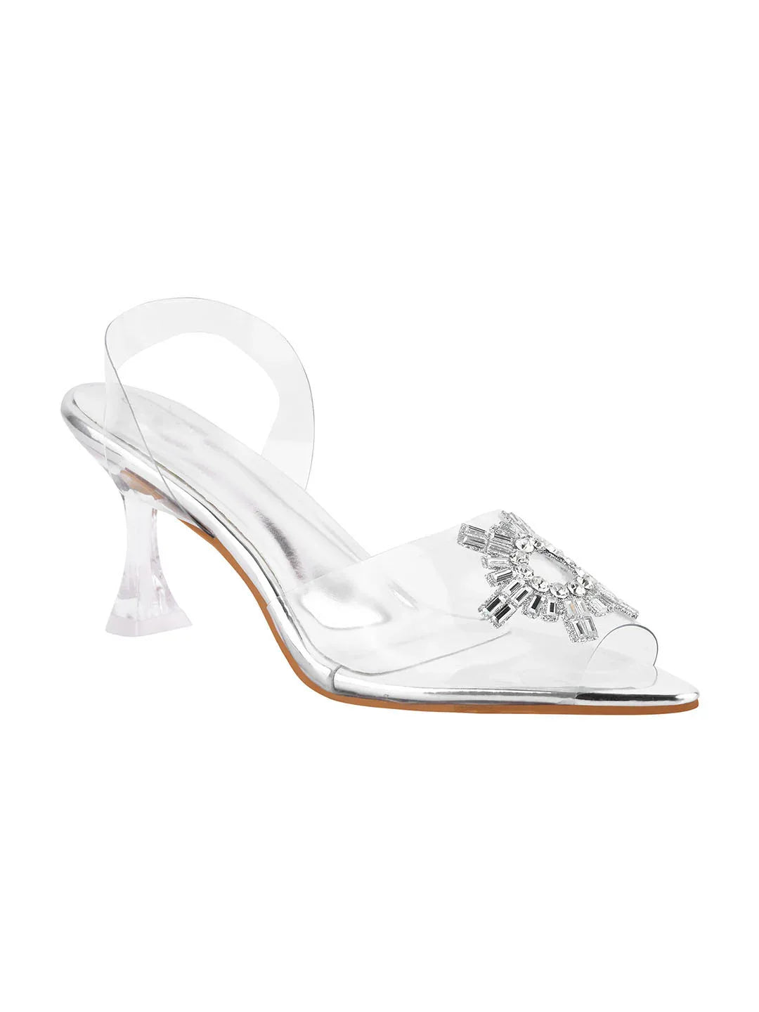 Diamond Accent Clear Heel Sandals
