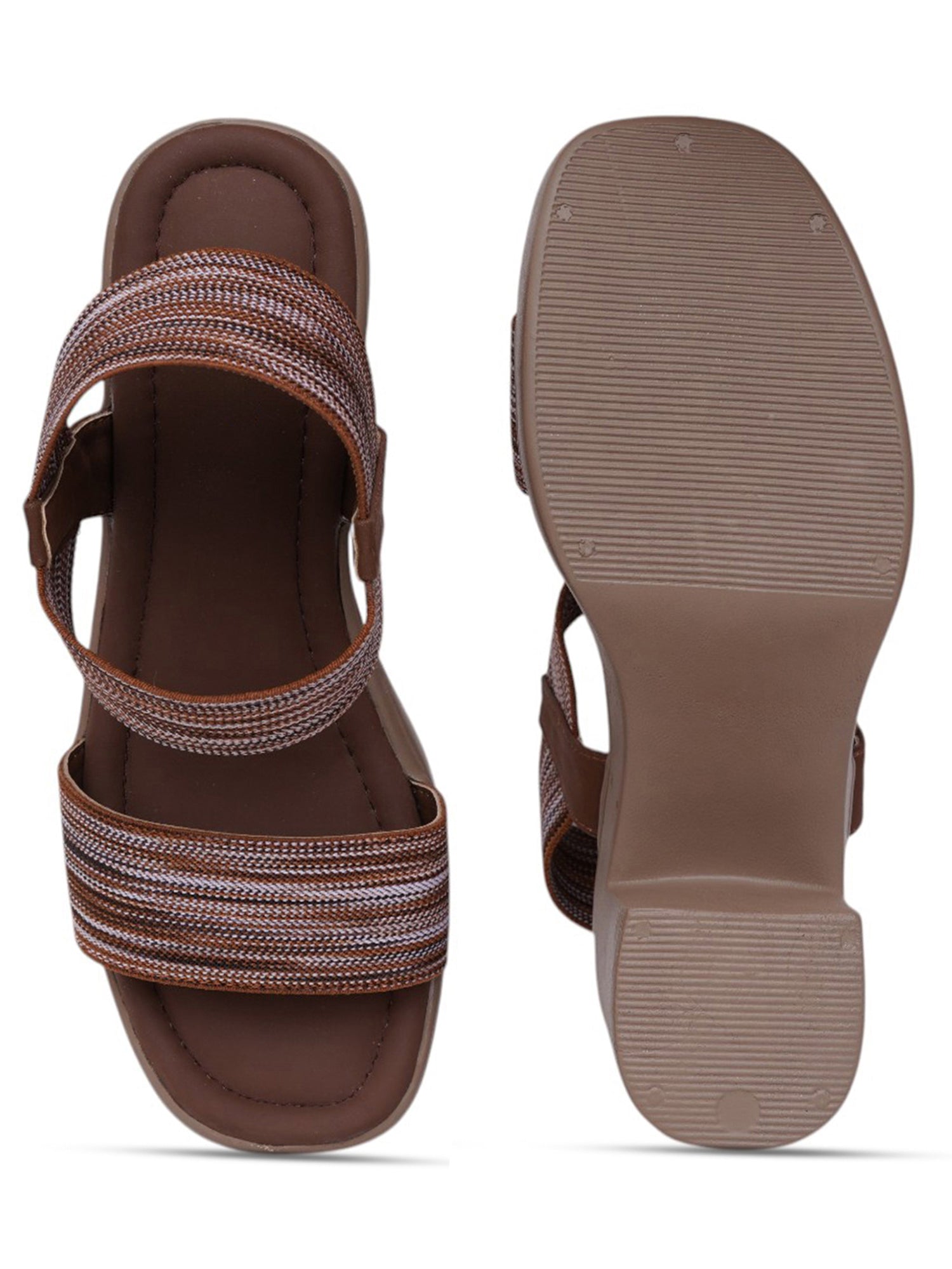 Glitter Strap Block Heel Sandals