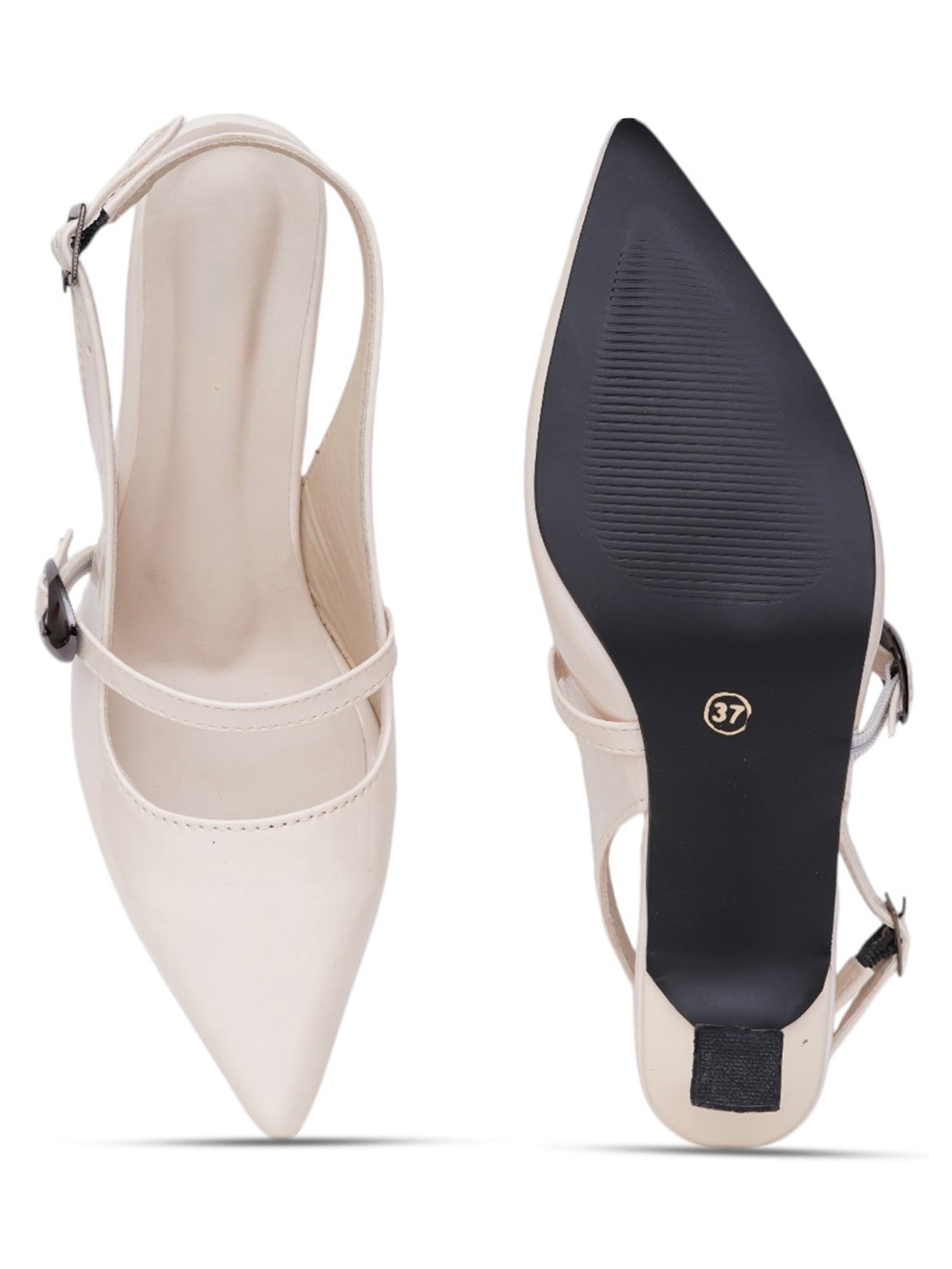 Elegant Buckle Strap Slingback Heels
