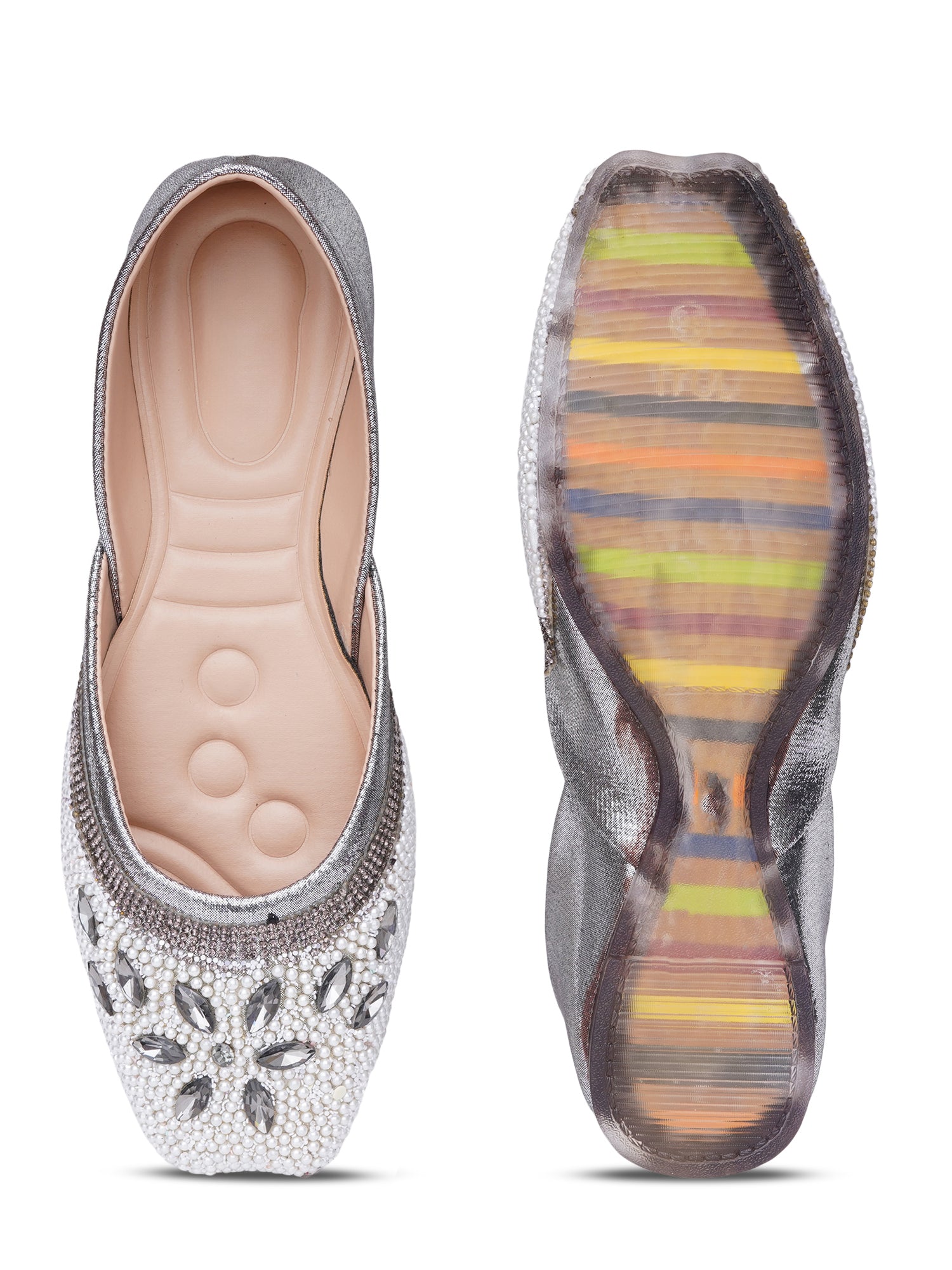 Floral Spark pearls & stone Embellished Ethnic Juttis