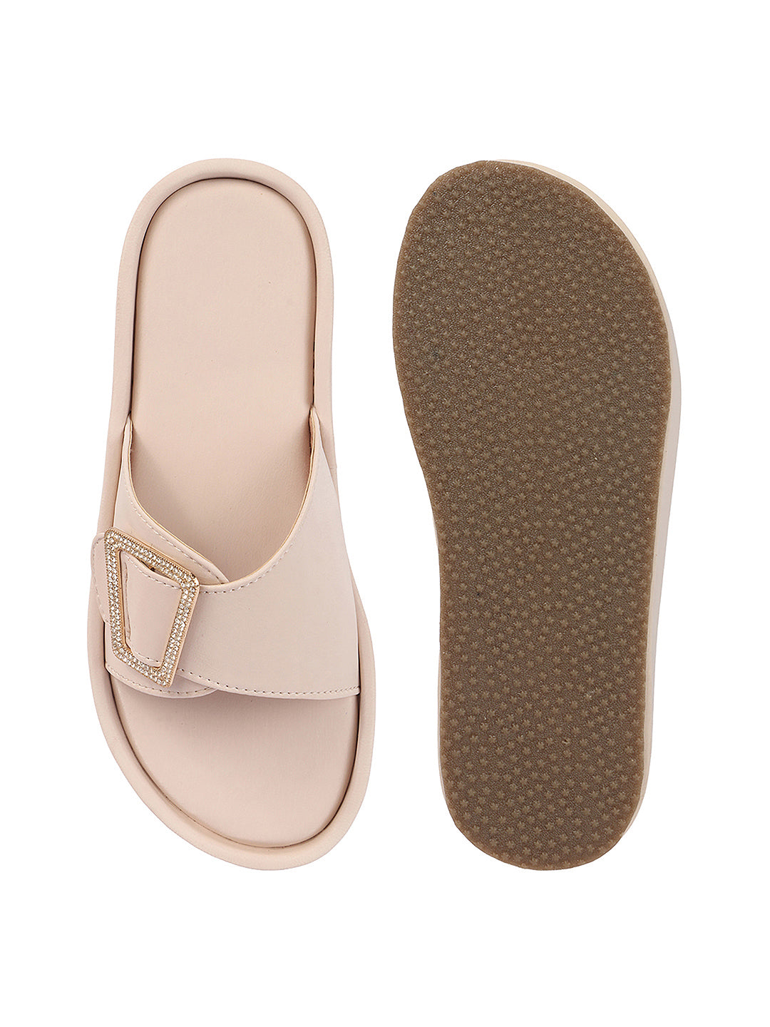 Minimal Buckle Slides Cushioned Everyday Comfort Flats