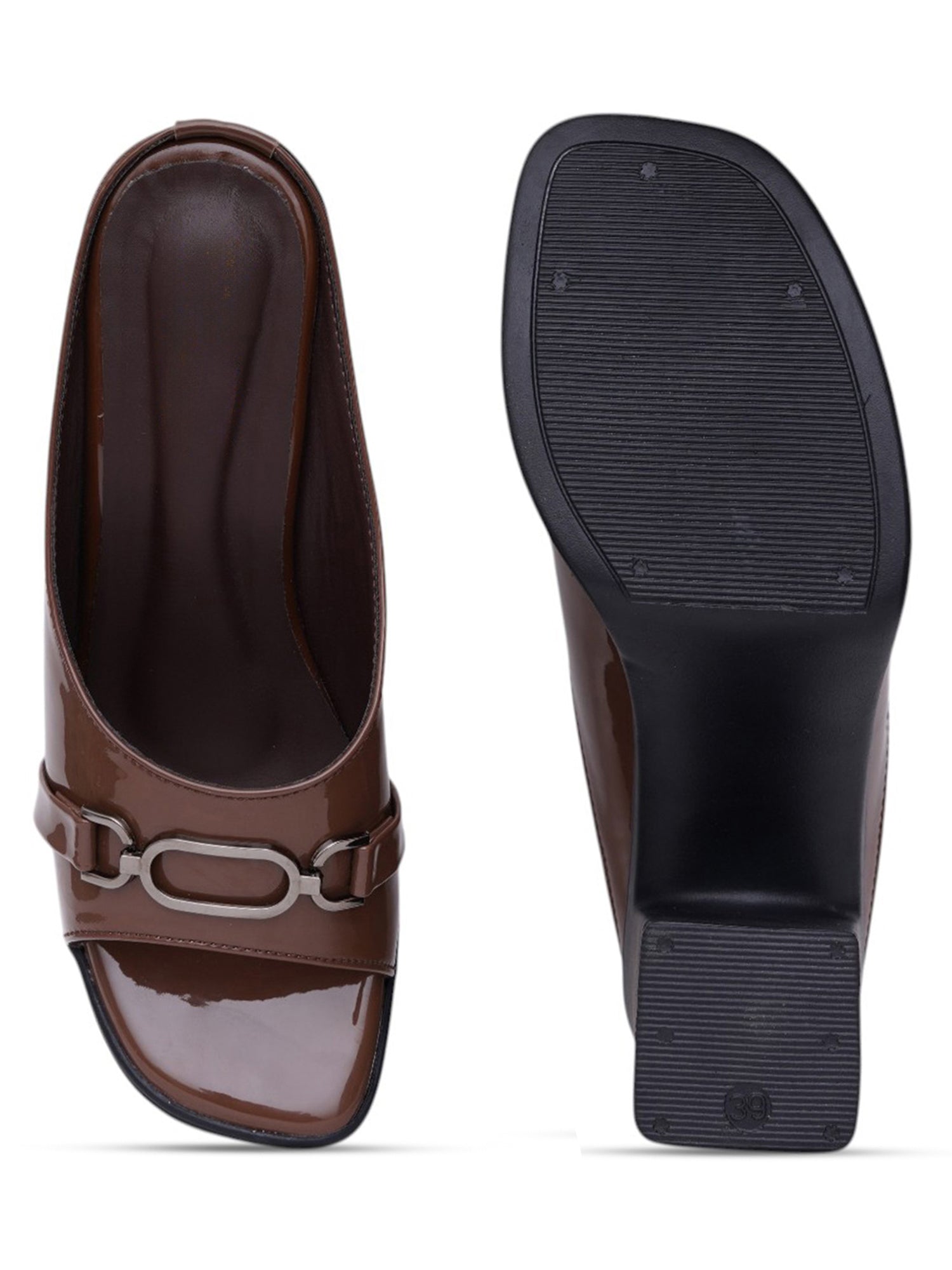 Elegent Patent Platform Block Heel