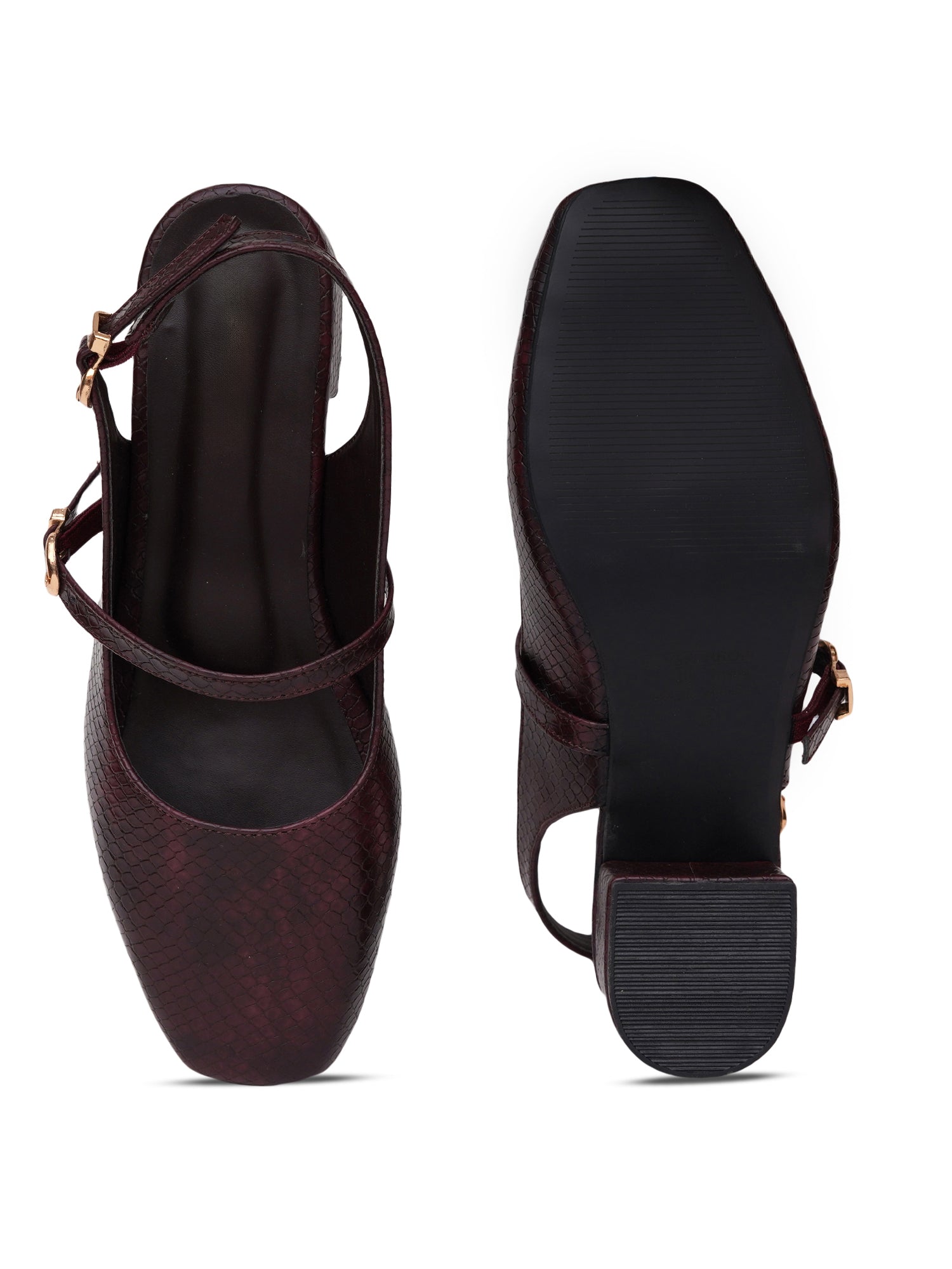 Textured Mary Jane Block Heels
