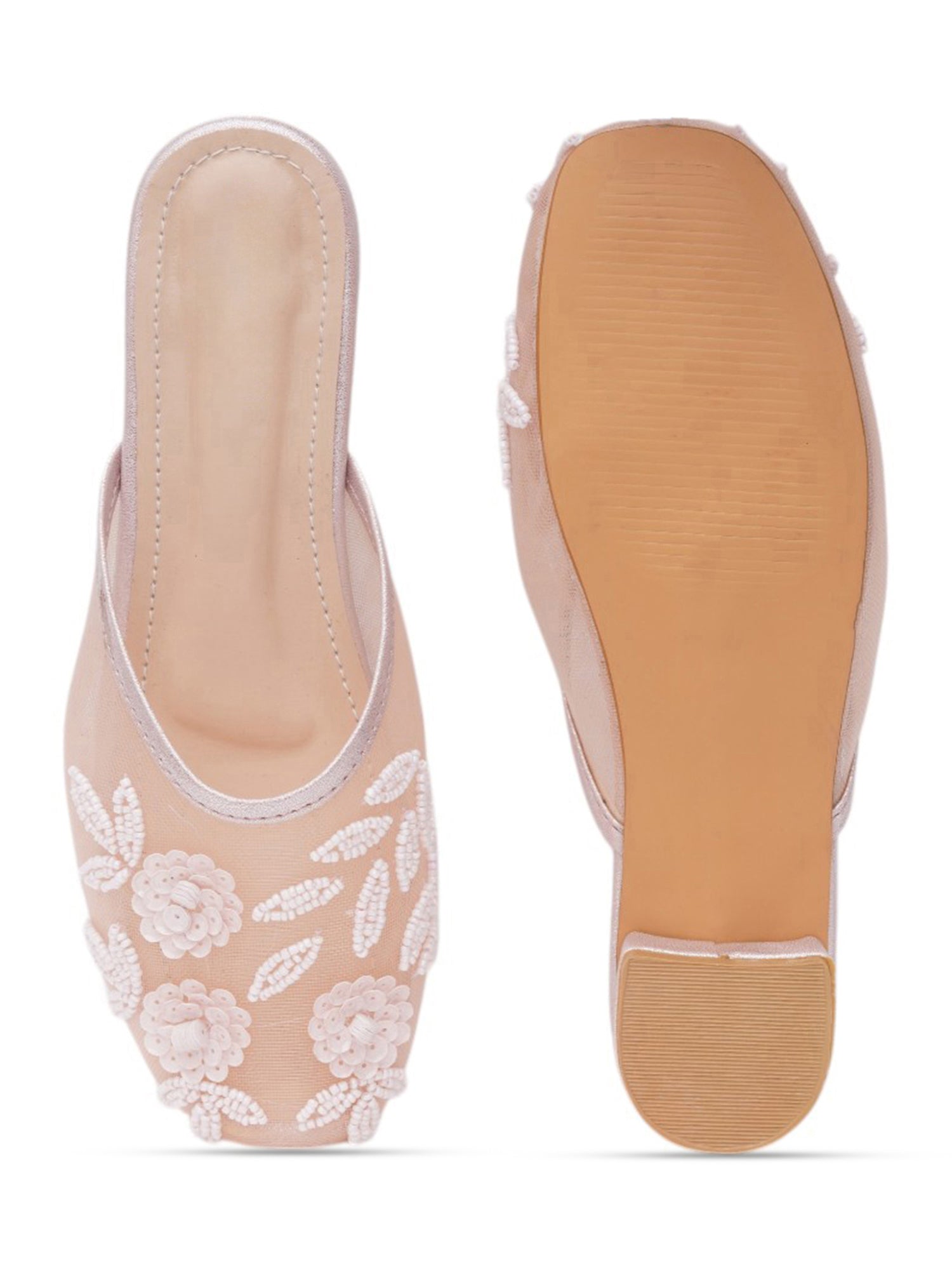 Handcrafted Embellished Beaded Floral Mules