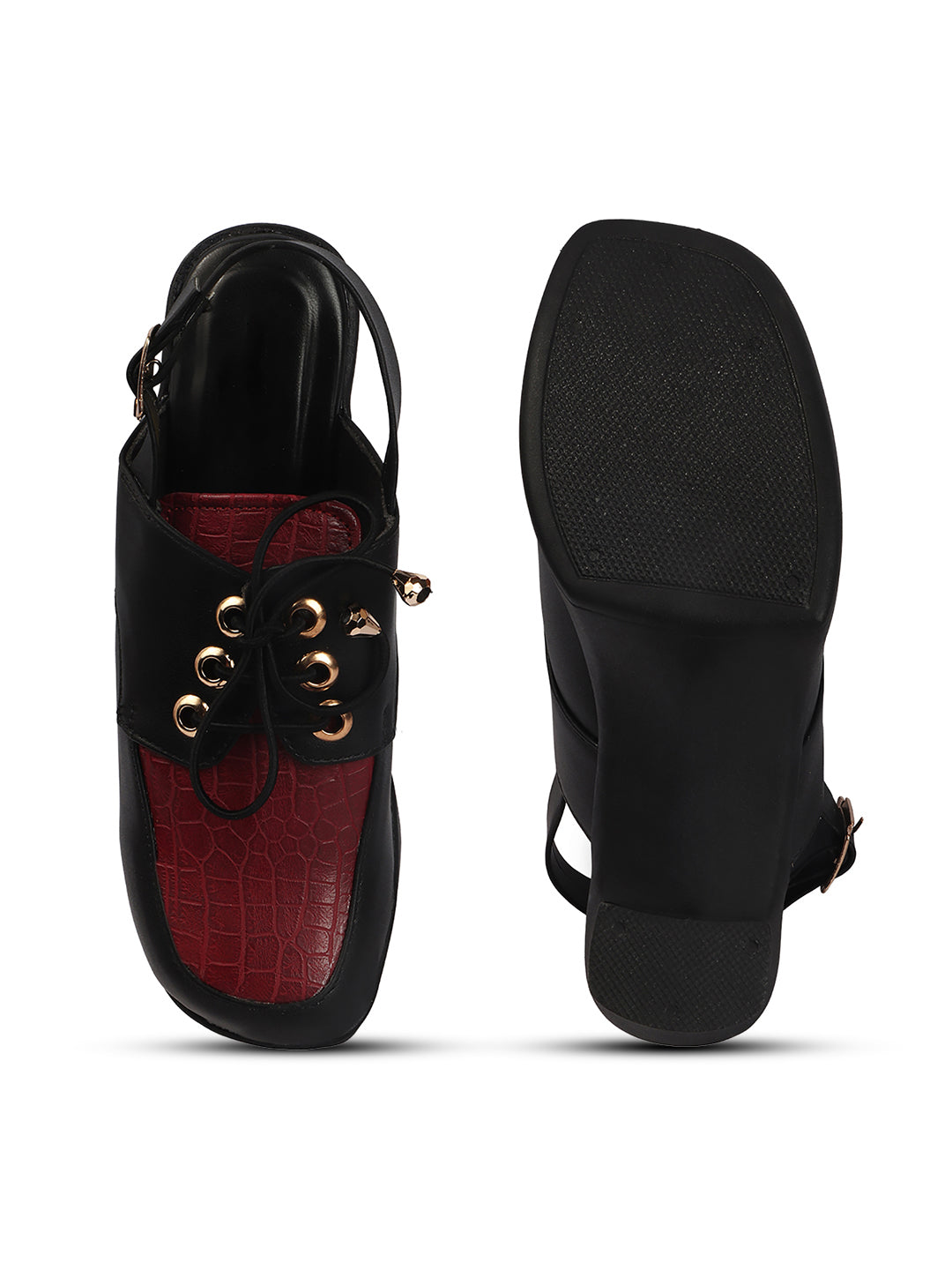 Retro Lace-Up Slingback Chunky Block Heel Pumps