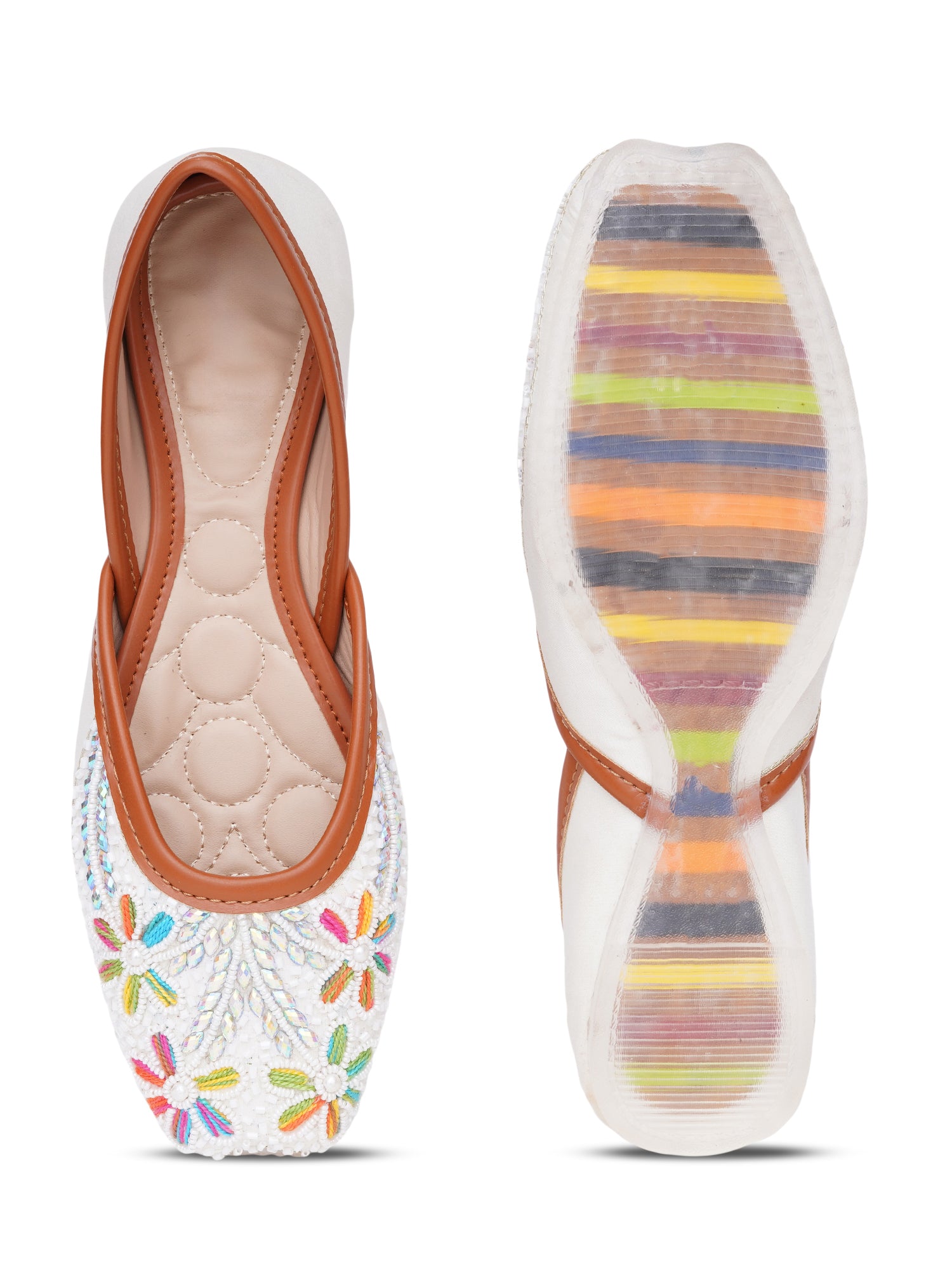 Daisy Charm Colorful Floral Embroidered Traditional Jutis