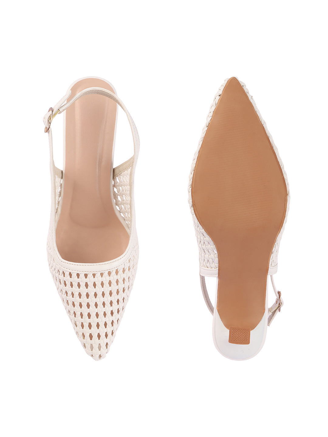 Weave Chic Buckle Strap Kitten Heel Mules