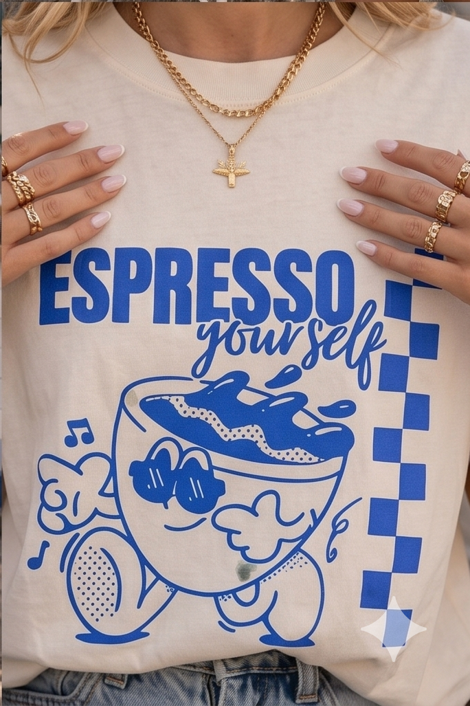 Oversized Espresso Yourself Graphic Printed T-Shirt