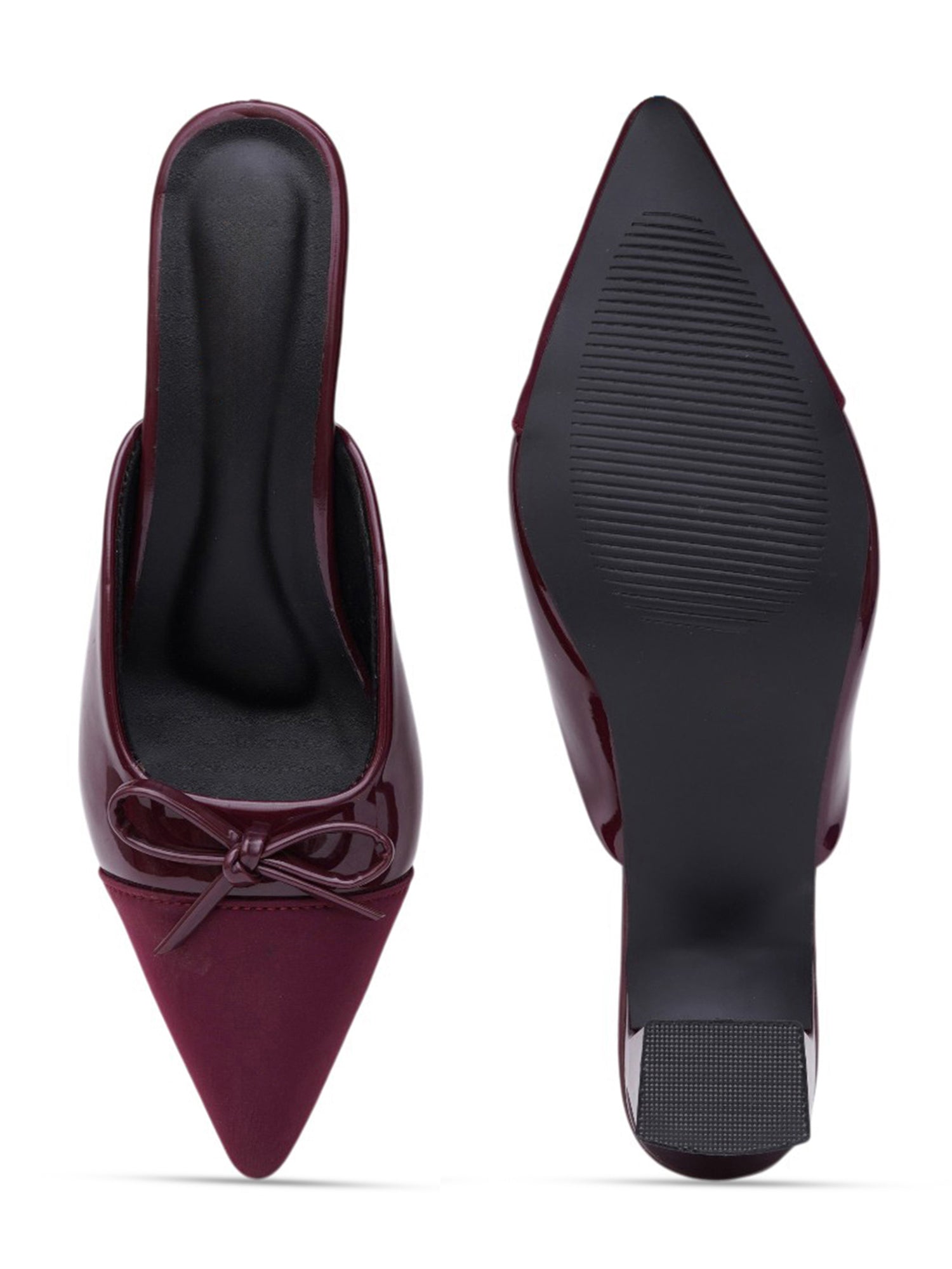 Elegant Pointed Toe Mule Heels with Bow Detail
