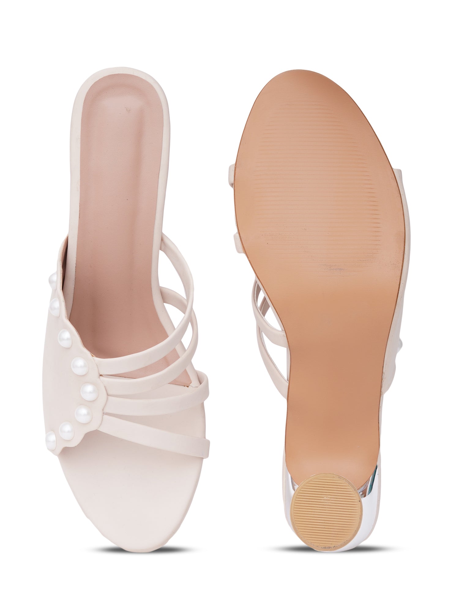 Pearl Embellished Strappy Designer Heel Sandals