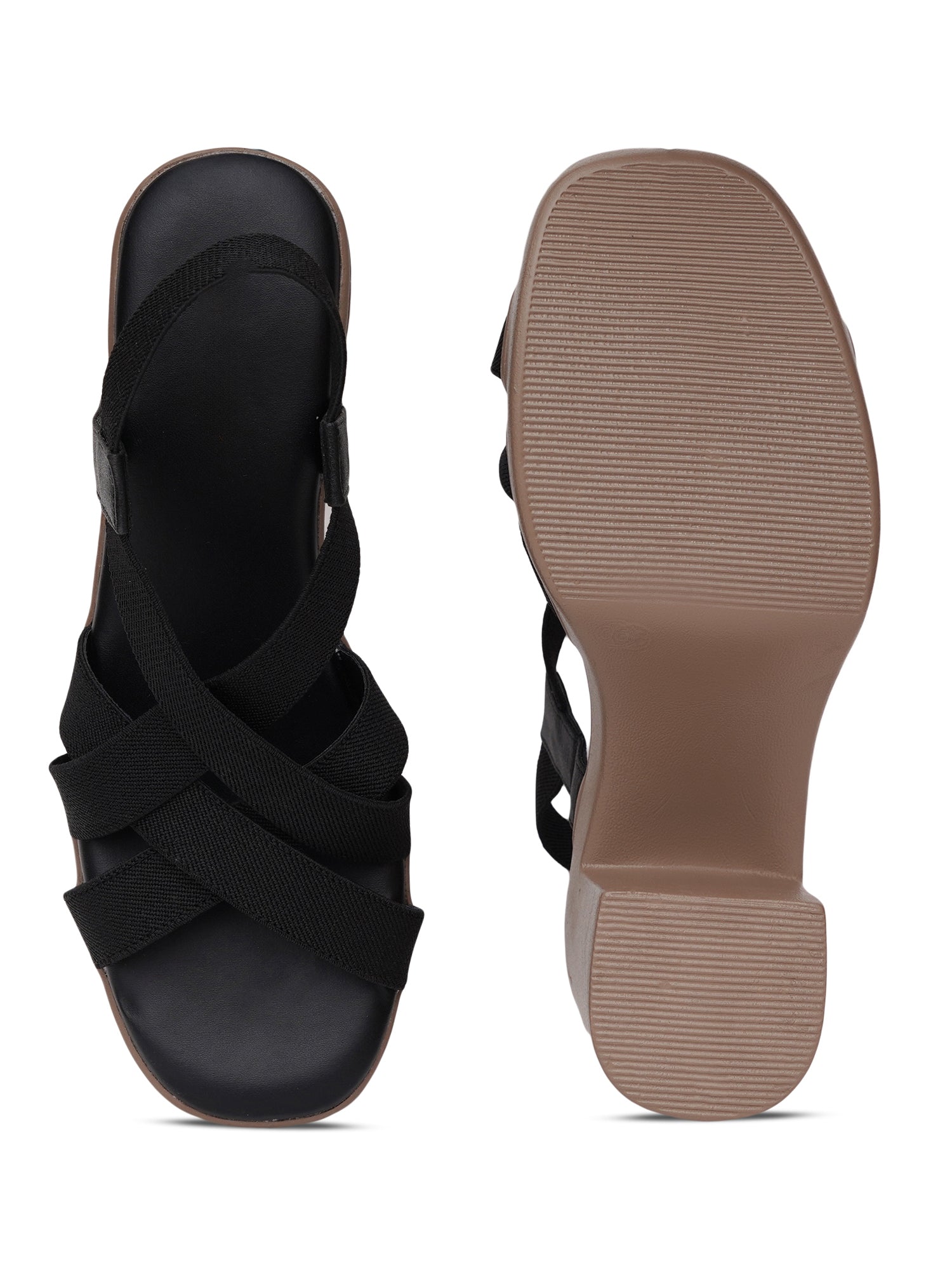 Cross-Strap Chunky Block Heel Sandals