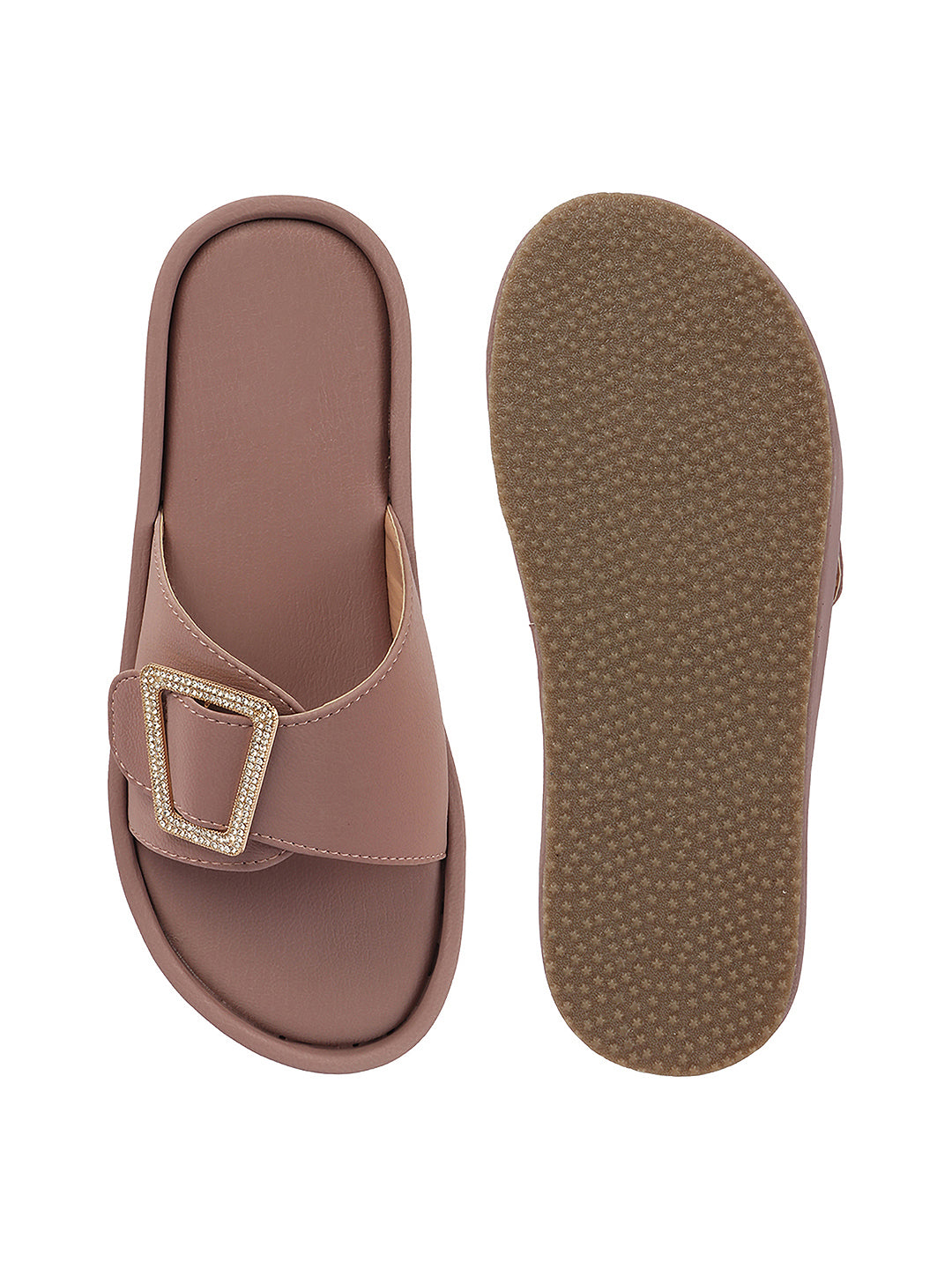 Minimal Buckle Slides Cushioned Everyday Comfort Flats