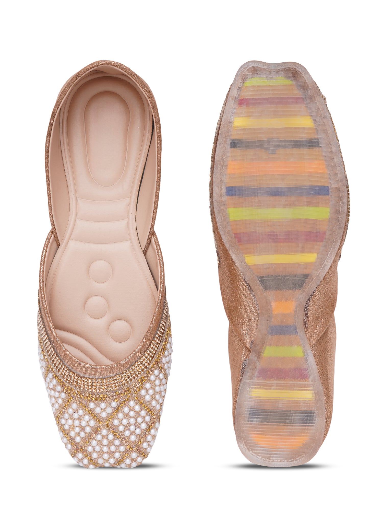 Pearl Muse Square Embellished Desi Juttis