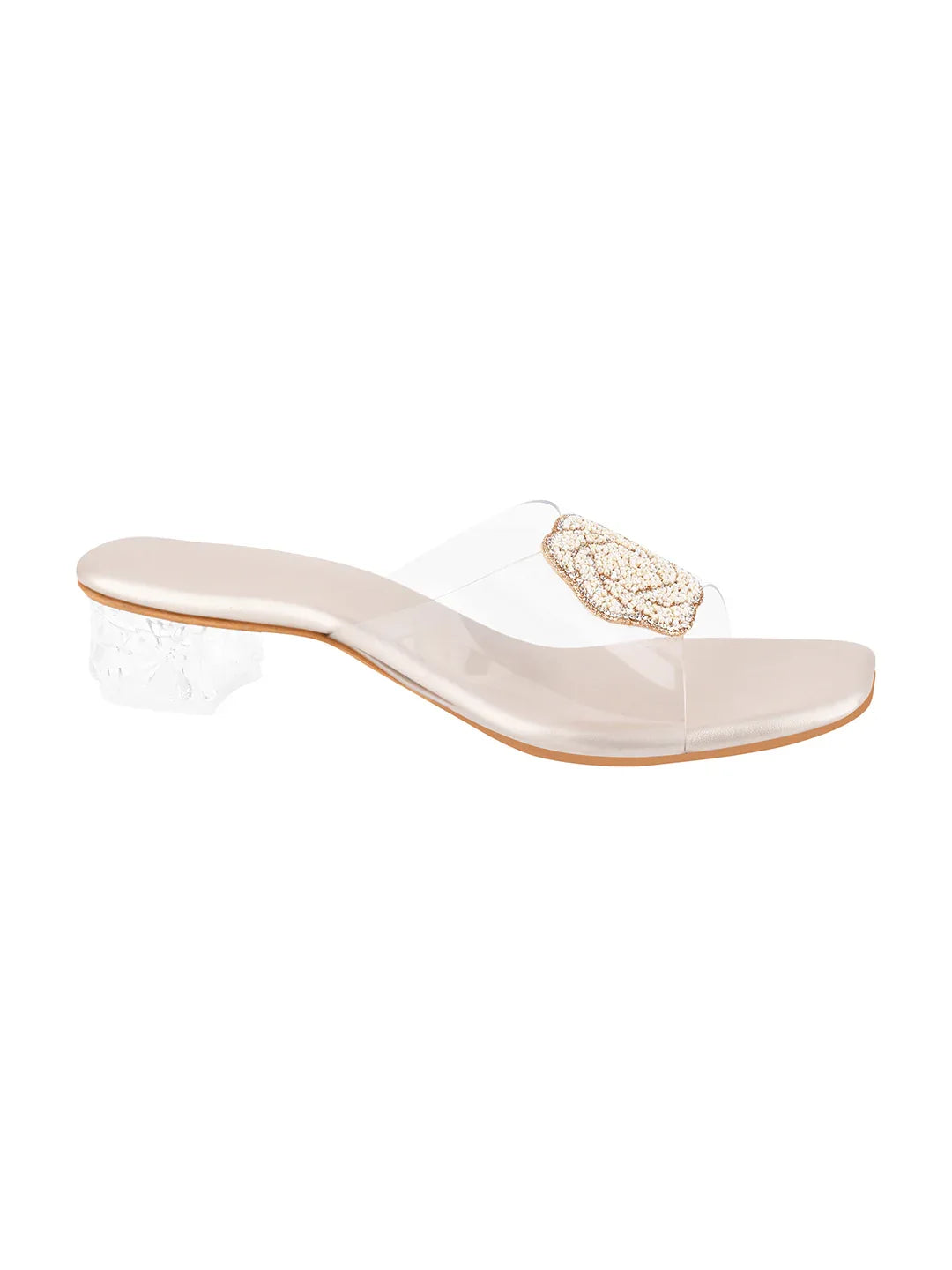 Elegant Crystal Accent Block Heels