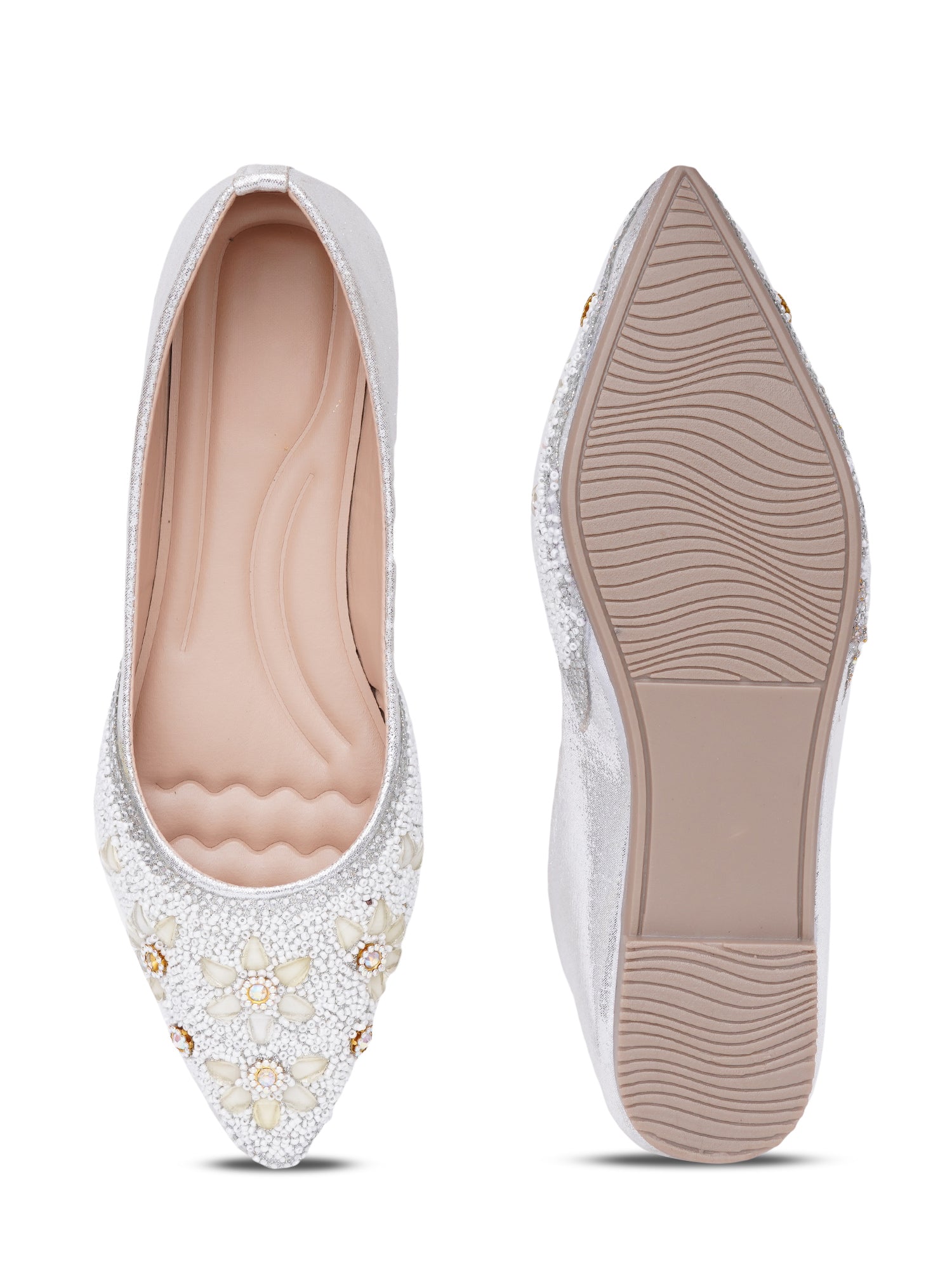 Blossom pearls & stone Embellished Pointed Desi Juttis