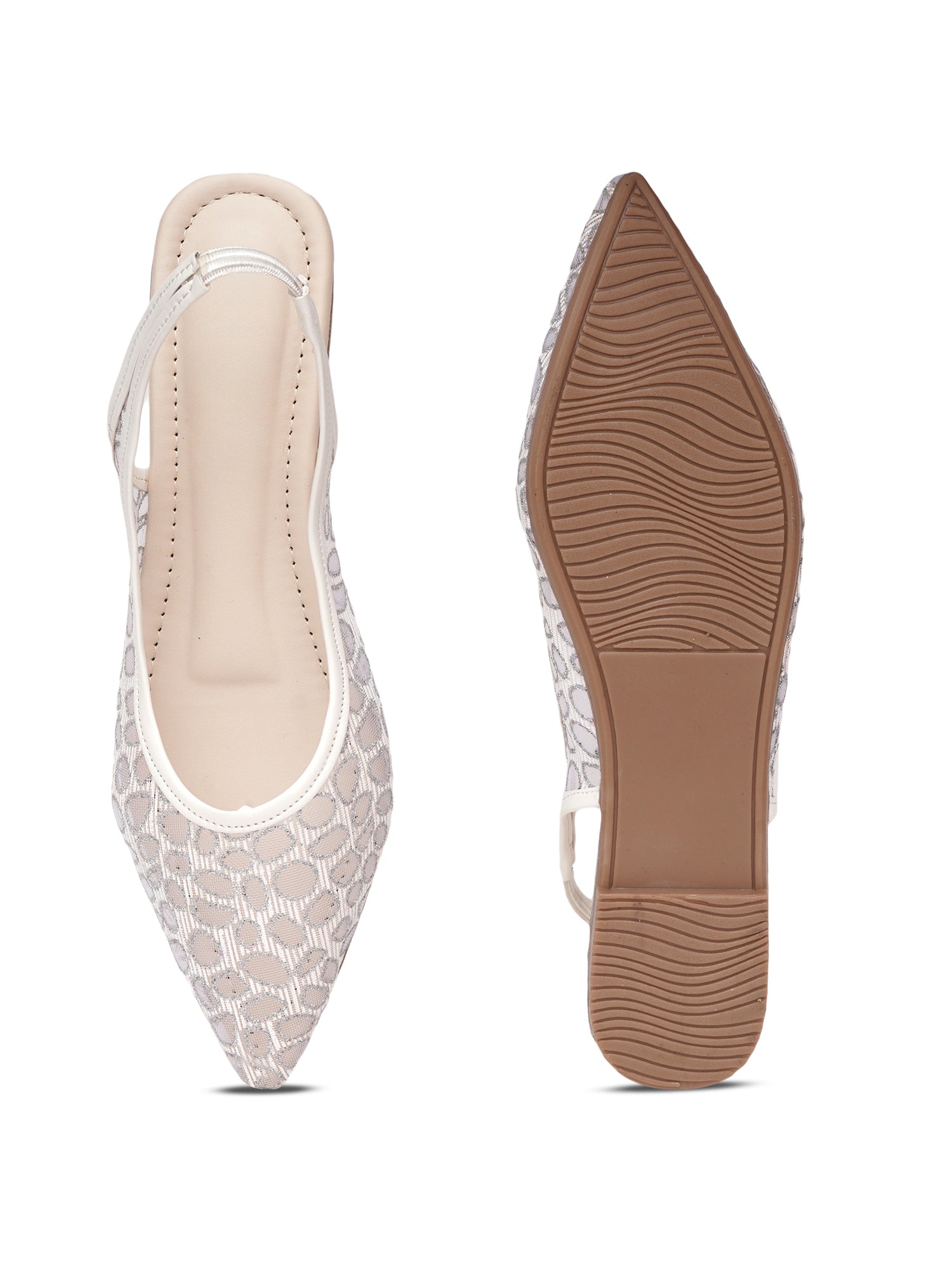 Glitter Embellished Pointed Toe Slingback Mules